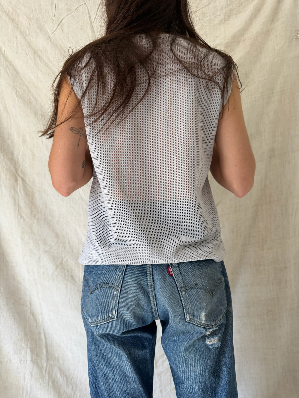 Grey Mesh Gym Tank