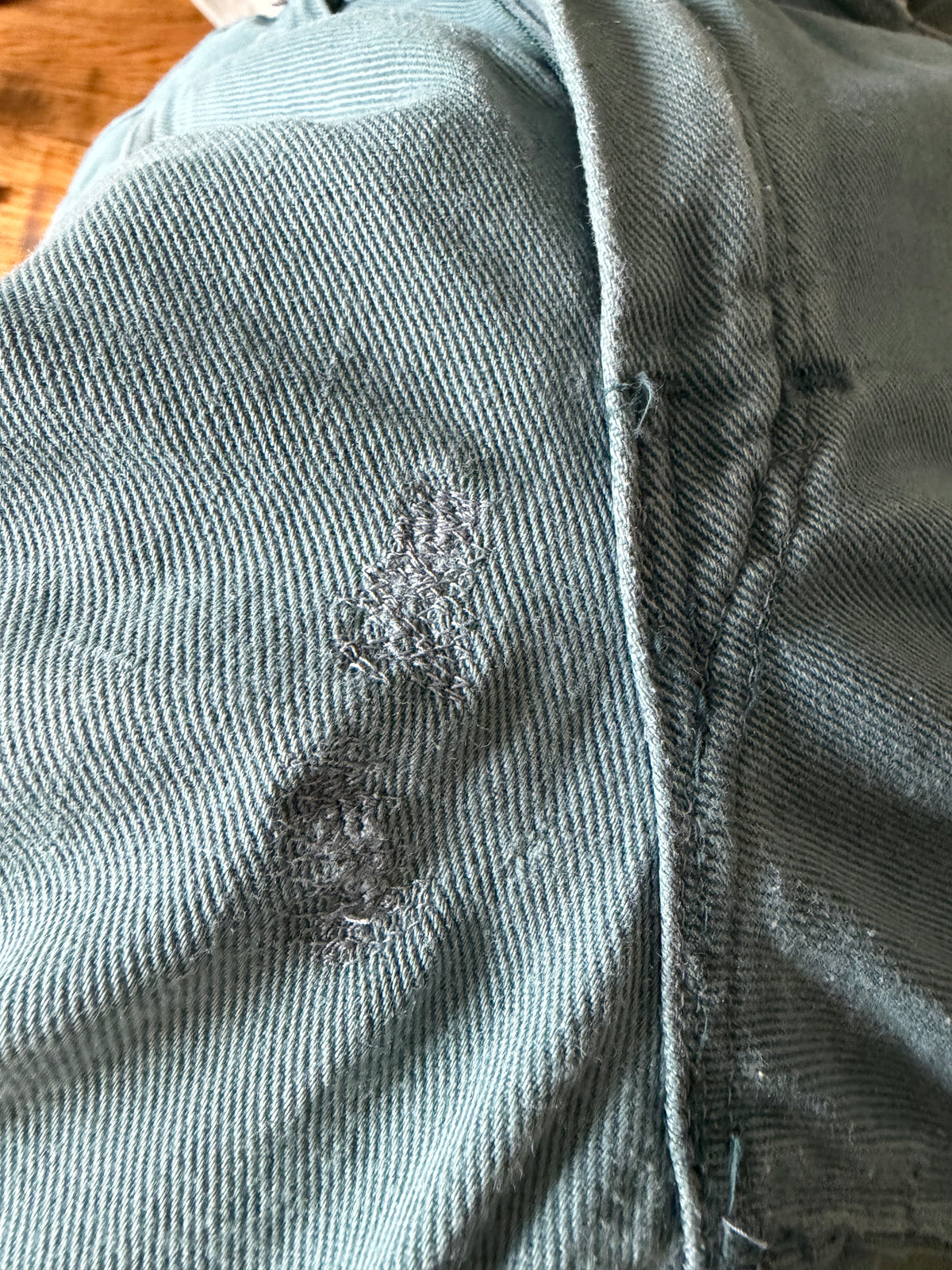 Faded Green Denim Pants
