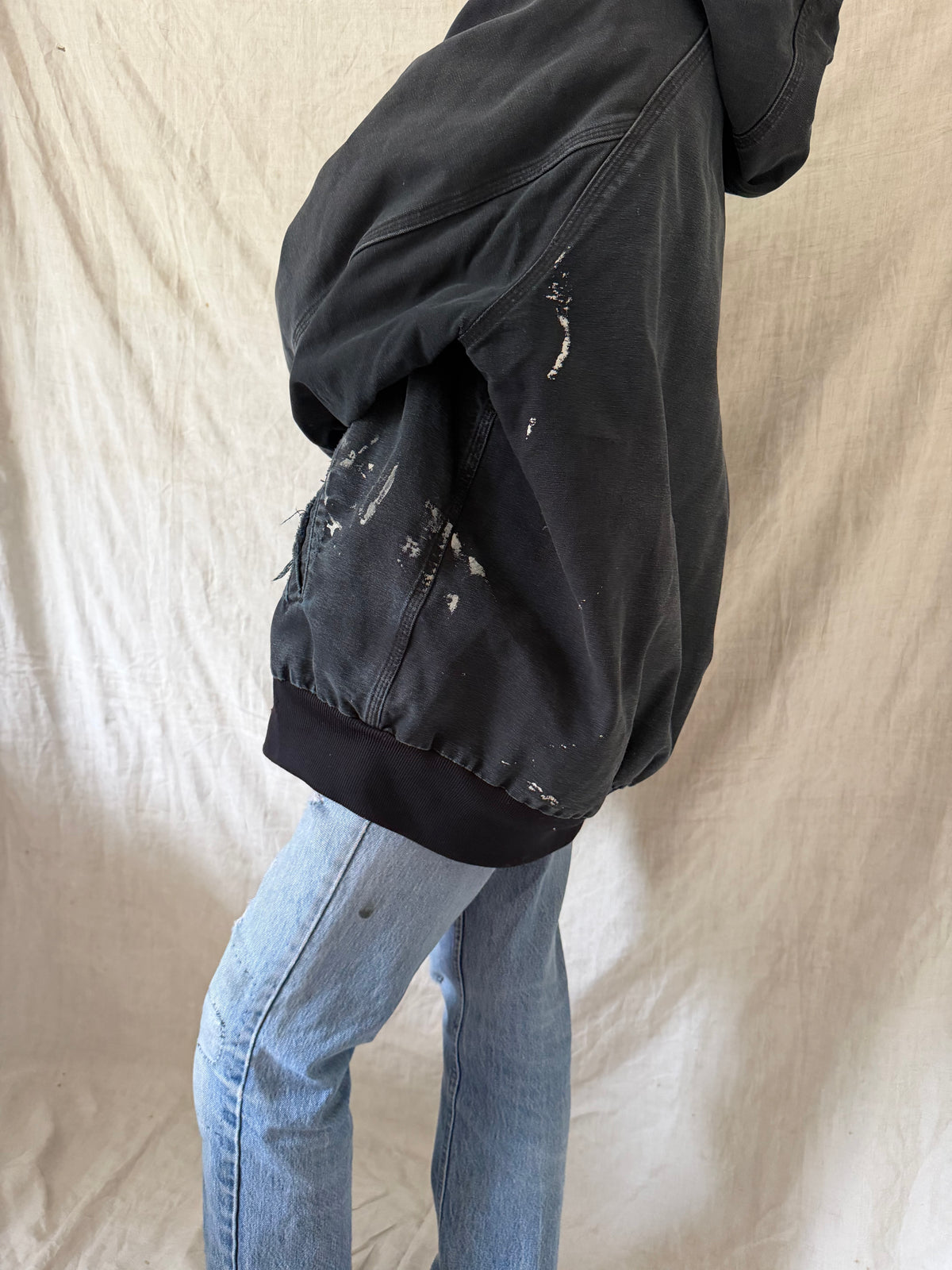 Black Shredded Carhartt Hooded Jacket