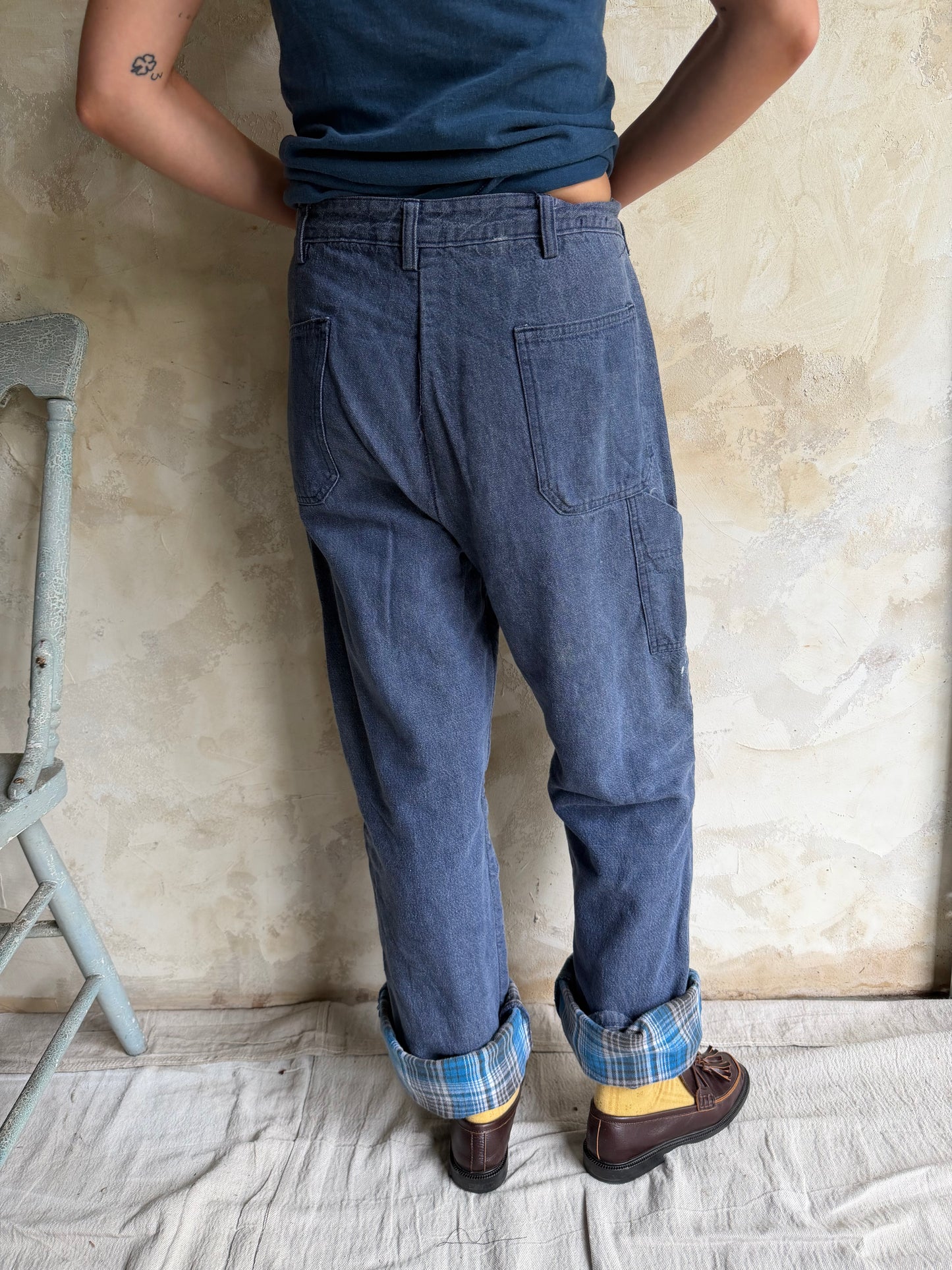 Plaid Flannel Lined Denim Pants