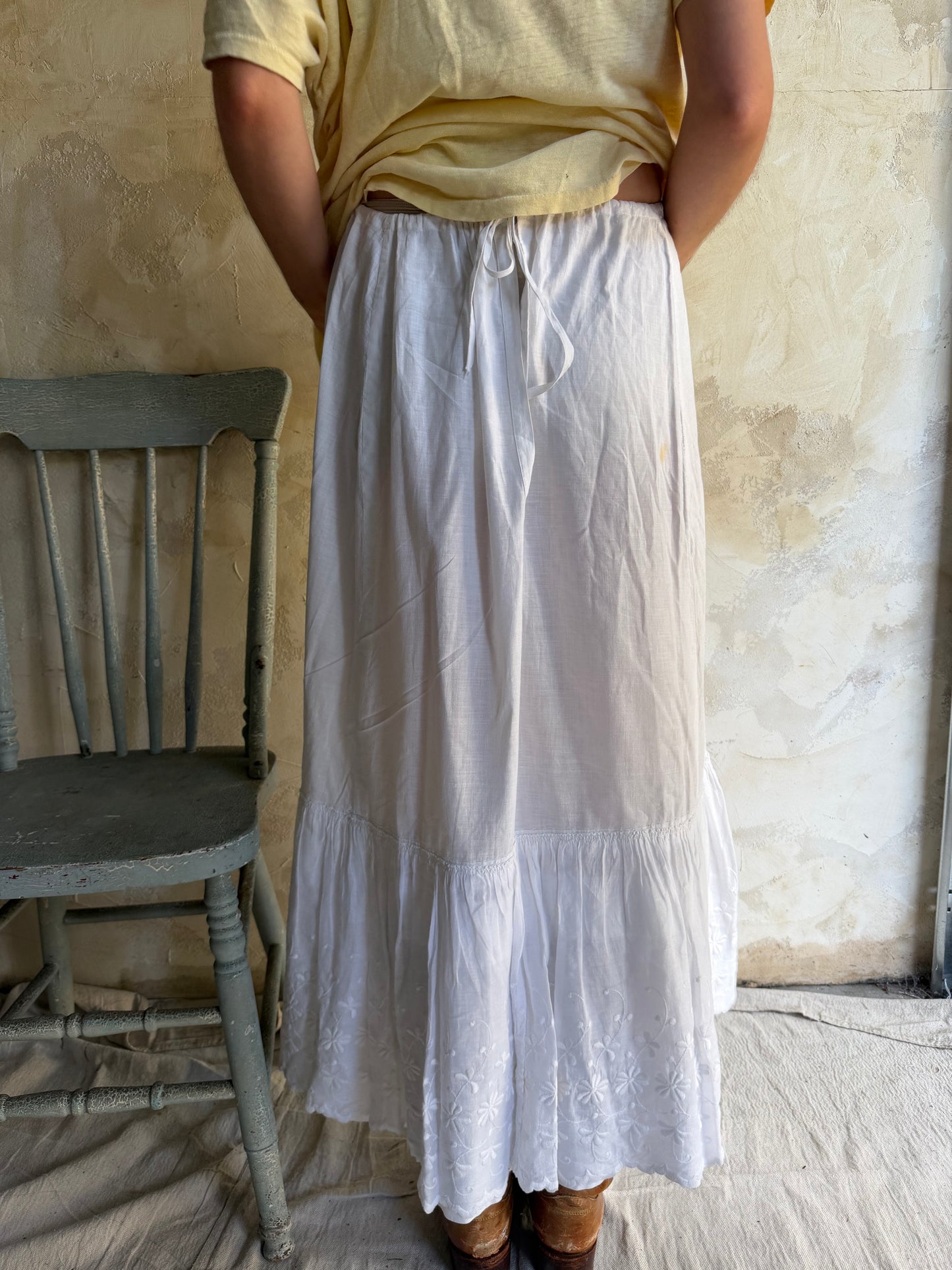 Edwardian White Ruffled Skirt