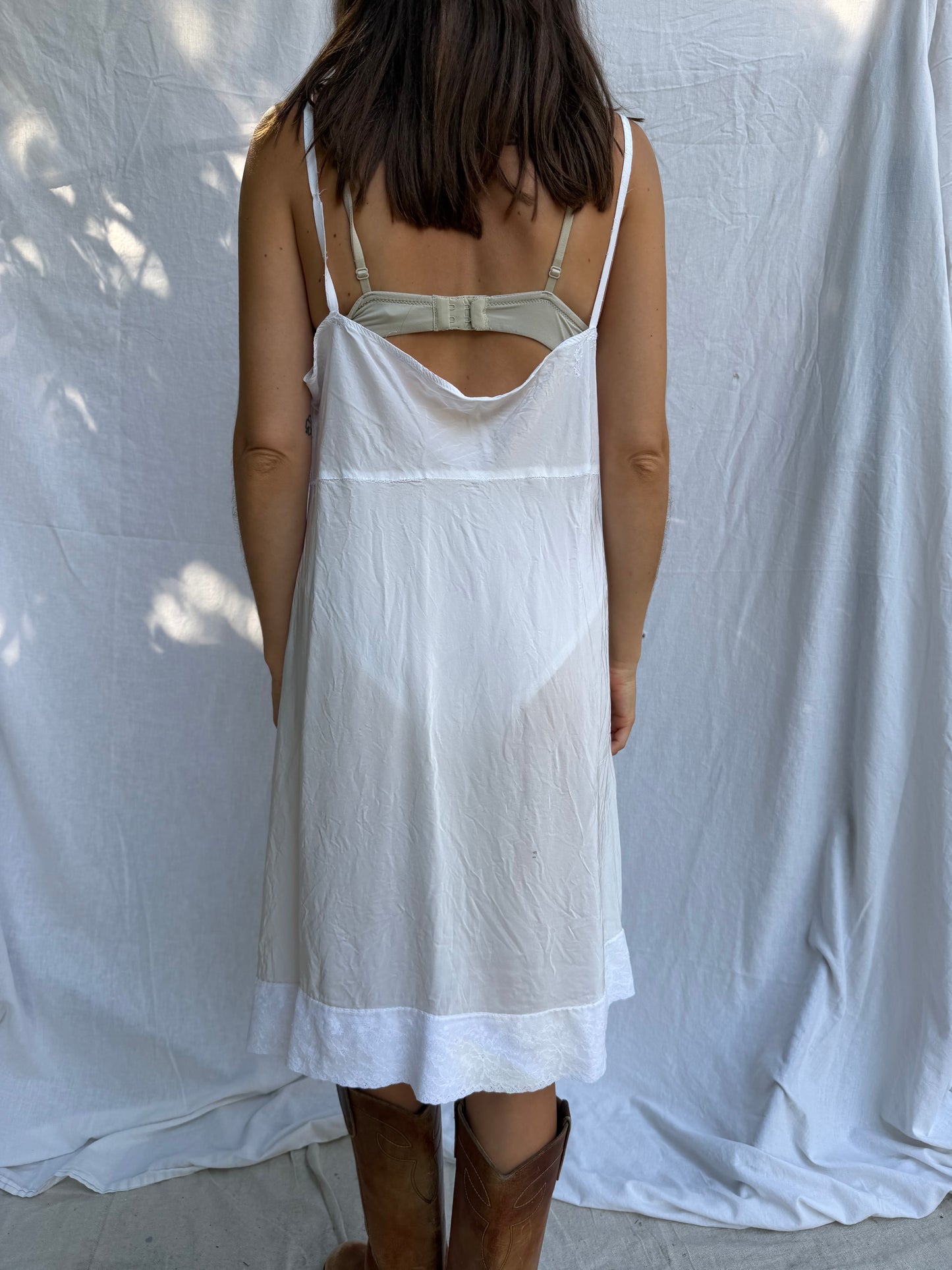 1930s White Satin Slip
