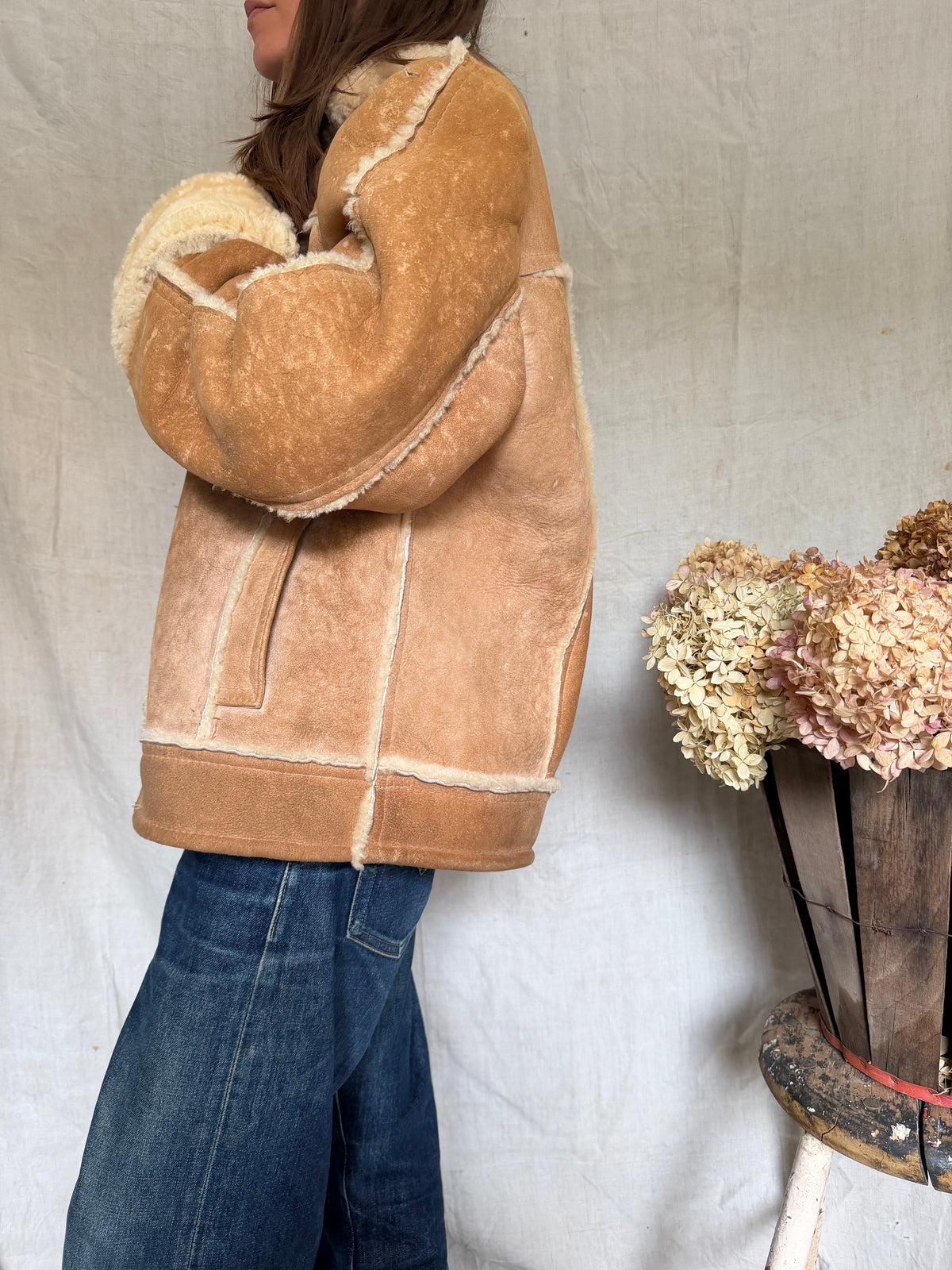 Genuine Shearling Zip-Up Jacket