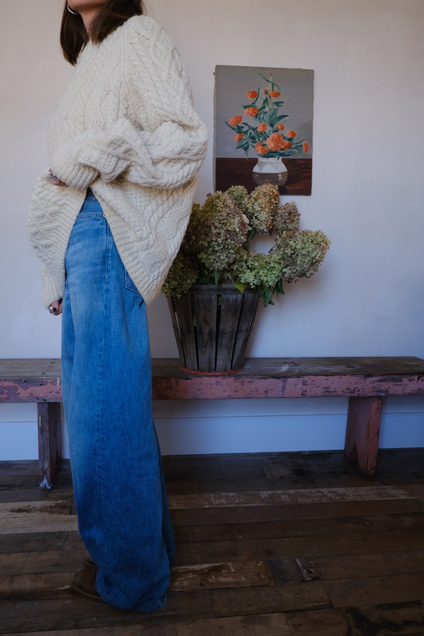 Cream Irish Wool Fisherman Sweater