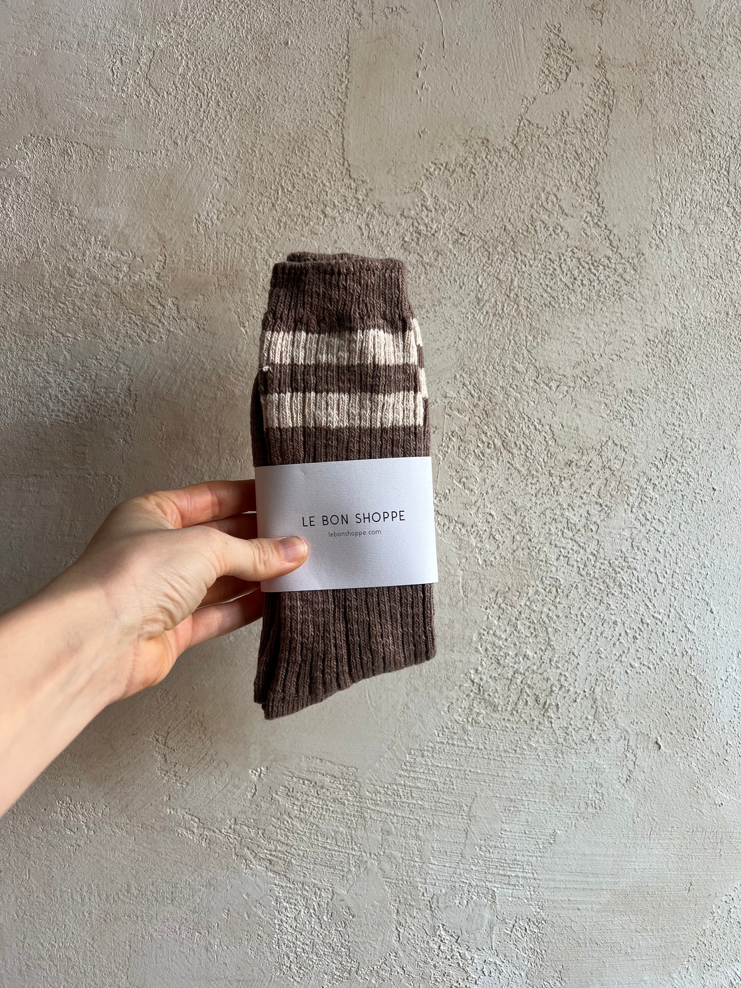 Cottage Varsity Socks In Flax Varsity by Le Bon Shoppe