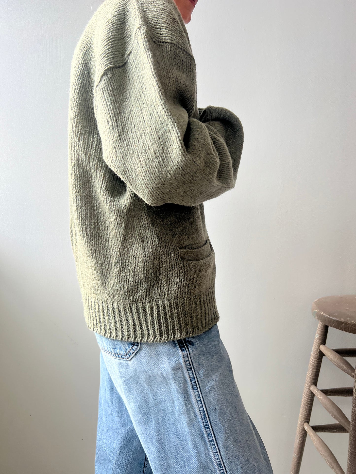 Sage Green Wool Cardigan