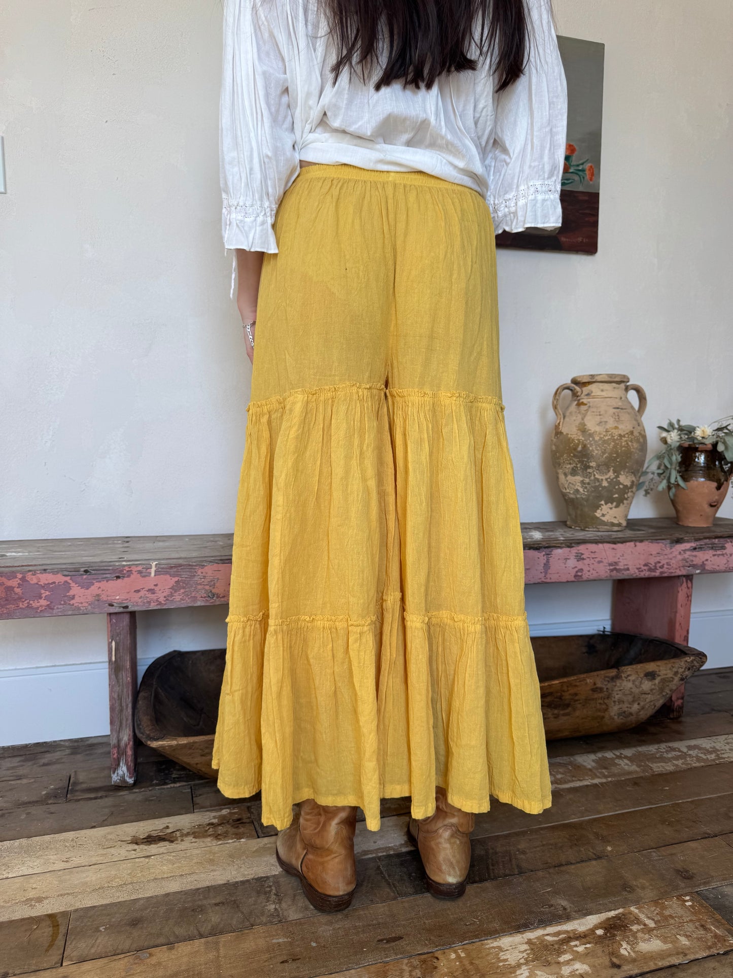 Oaxacan Three Tier Sunflower Ruffle Pant