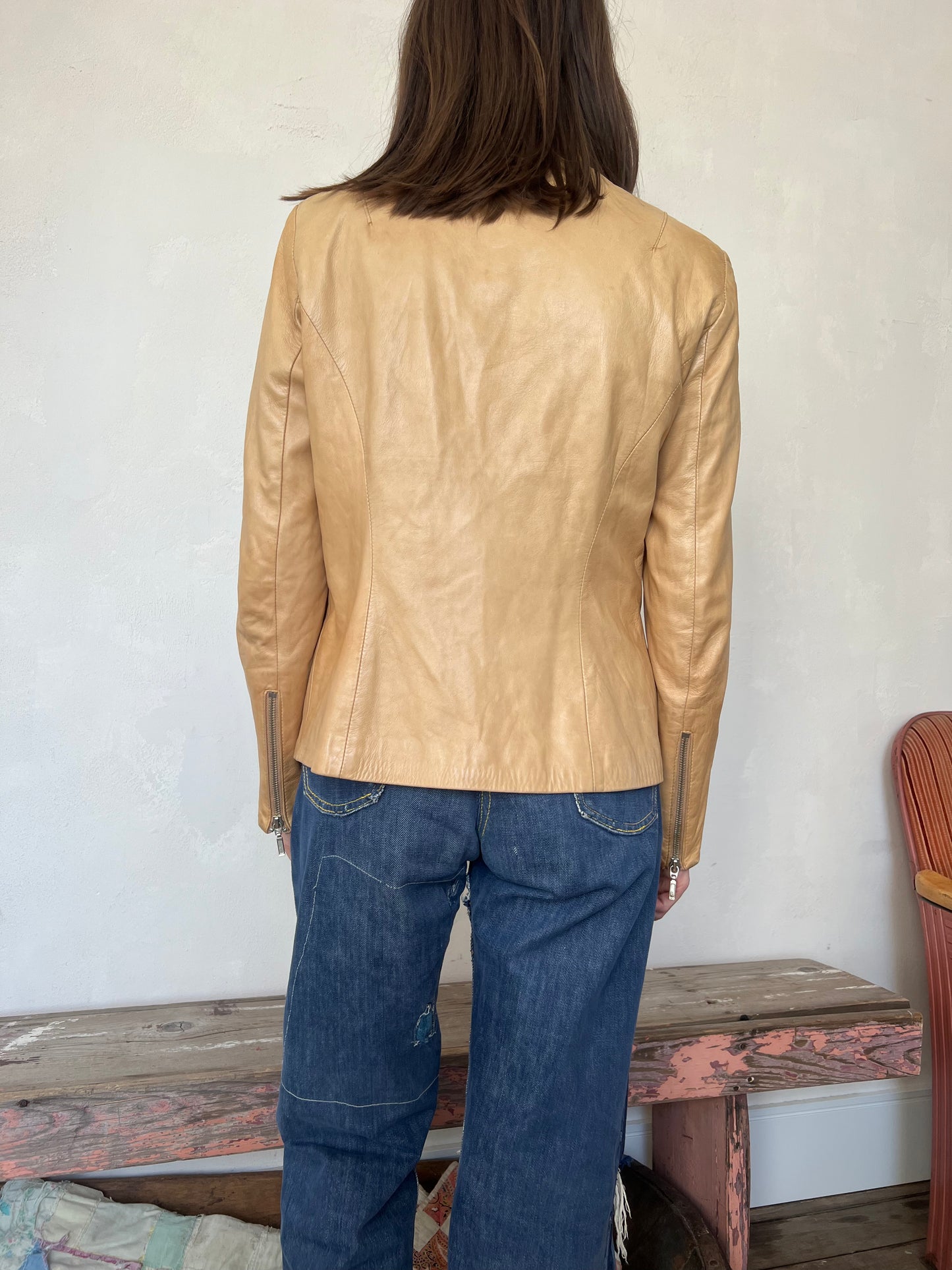 Super Soft Leather Zip- Up Shacket