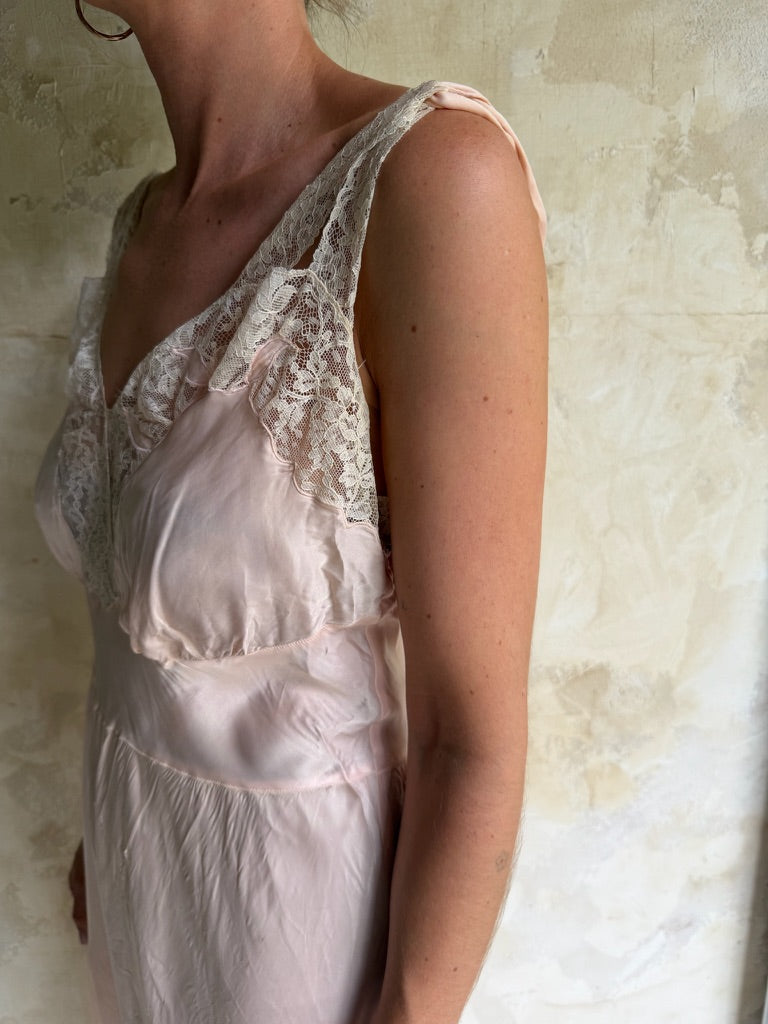 Peachy Pink Satin Slip Dress