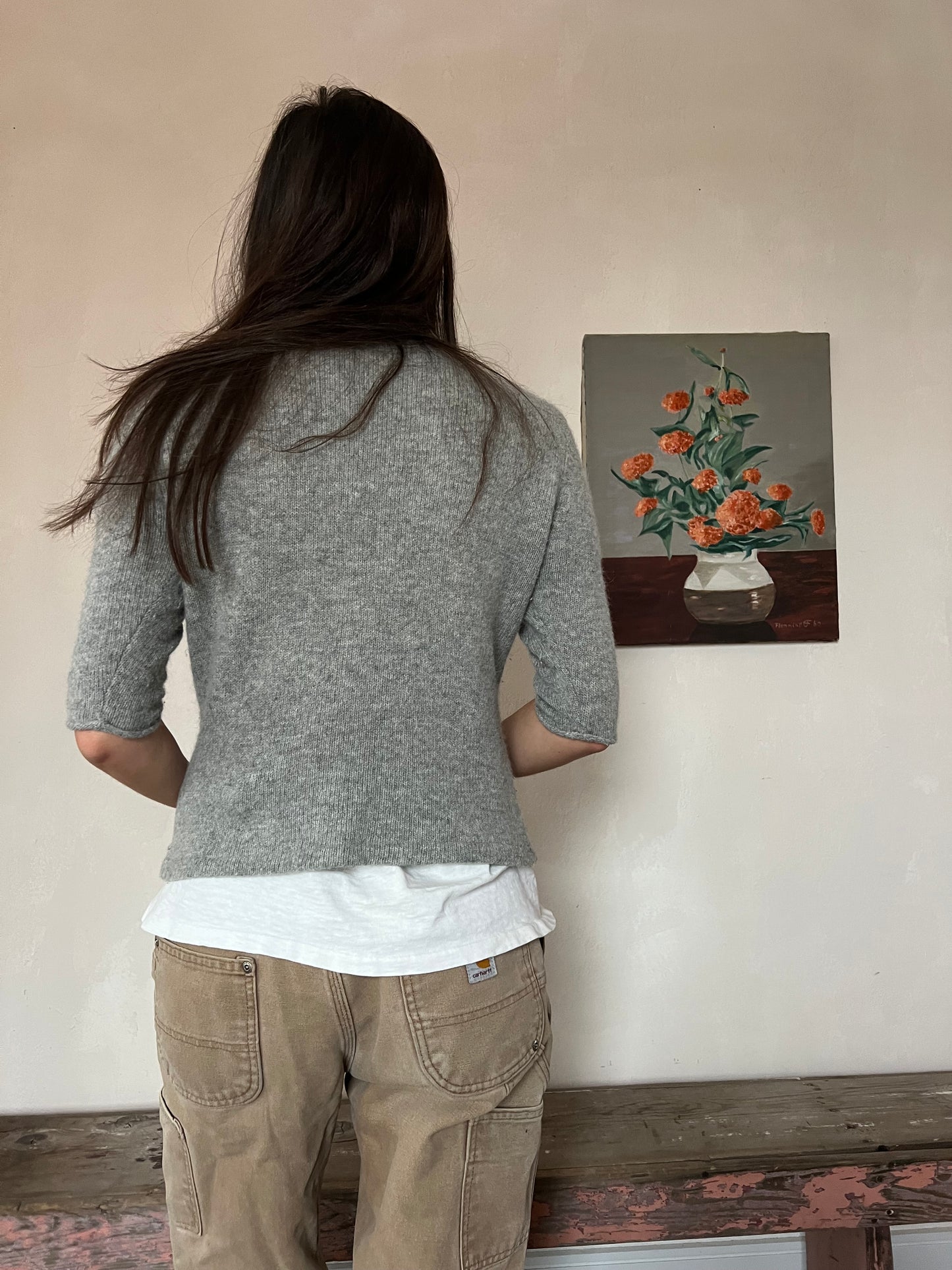 Grey Rolled Hem Cashmere