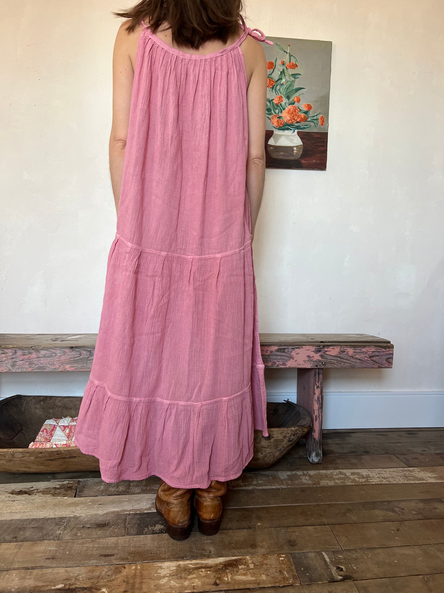 Oaxacan Tank Dress in Cosmo Pink