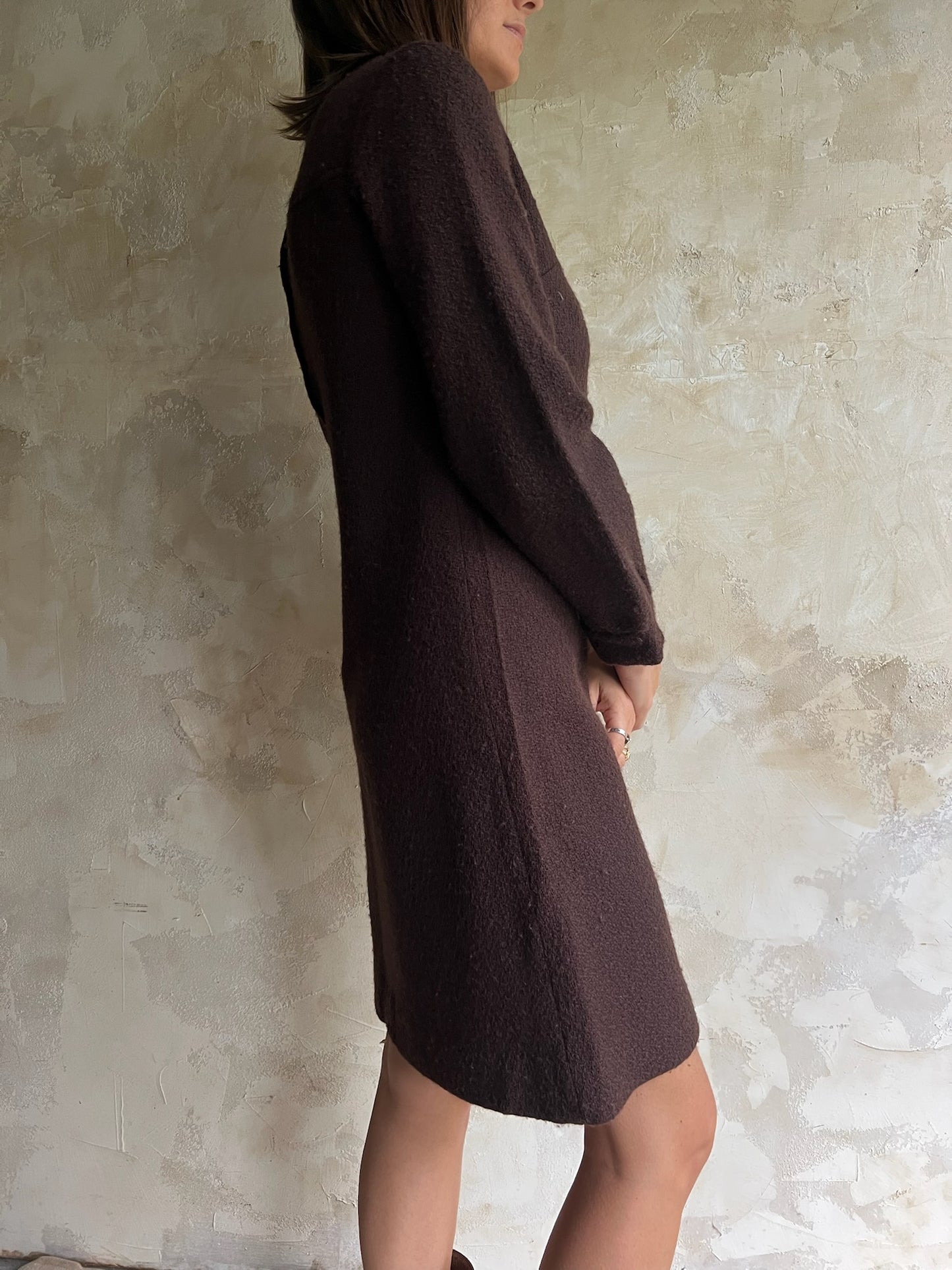 Brown Knit 70s Dress