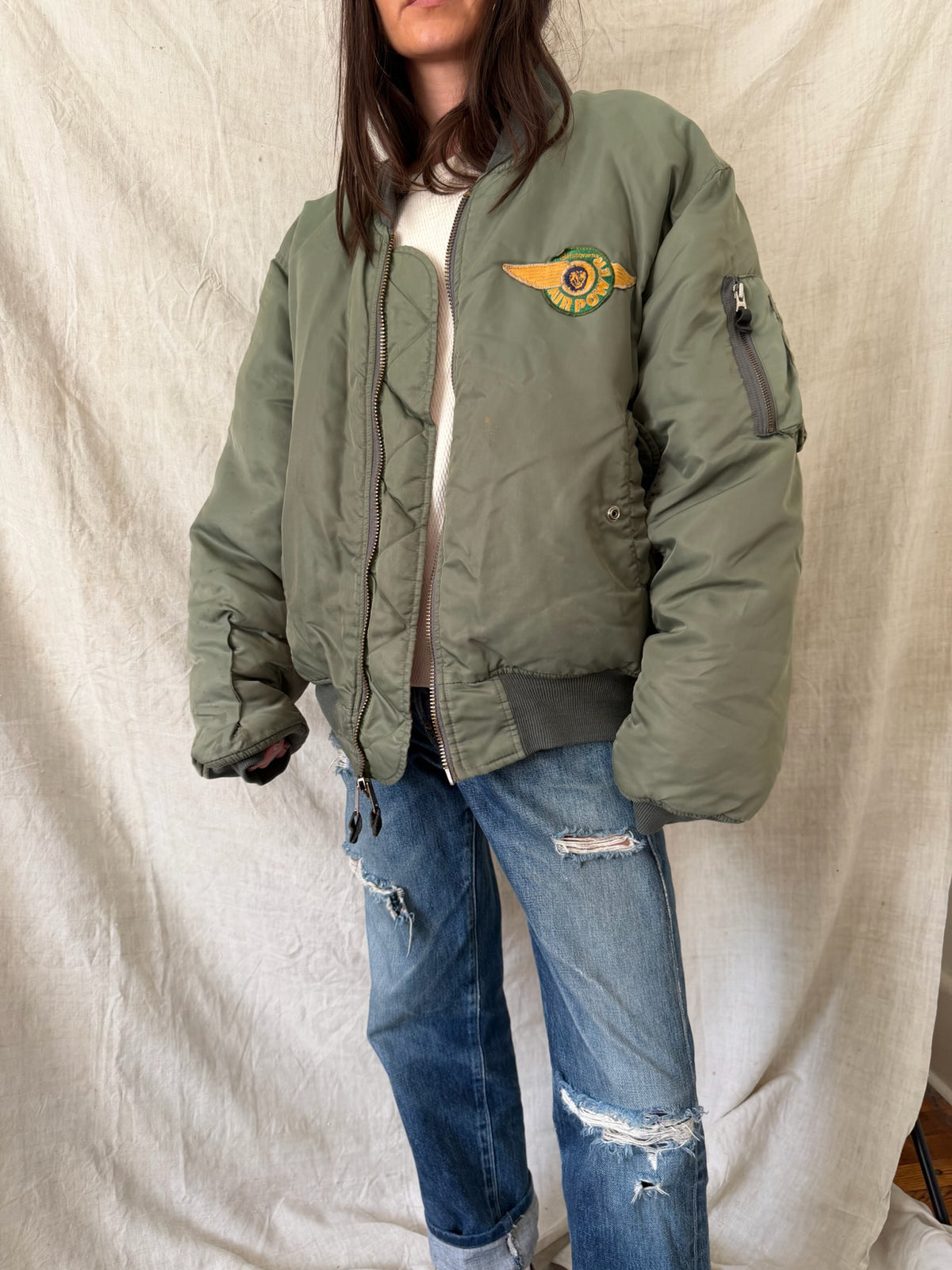Green Aviator Bomber Jacket