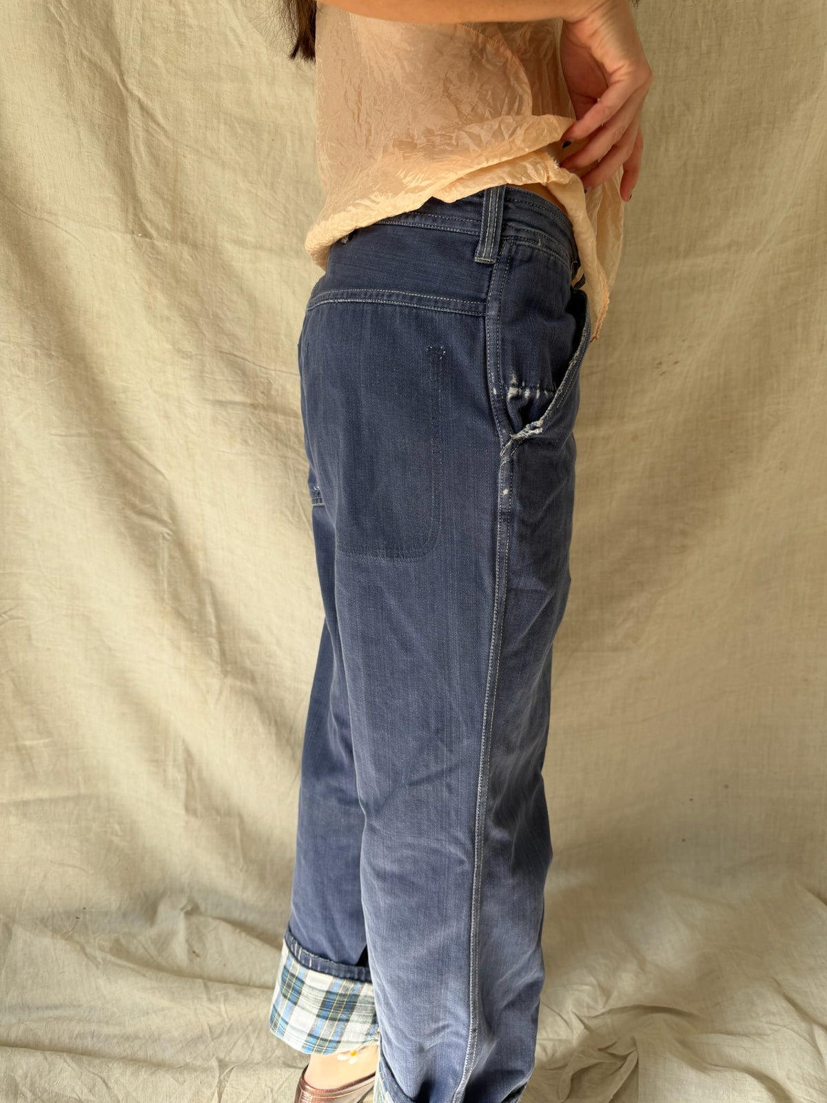 Plaid Lined Indigo Denim