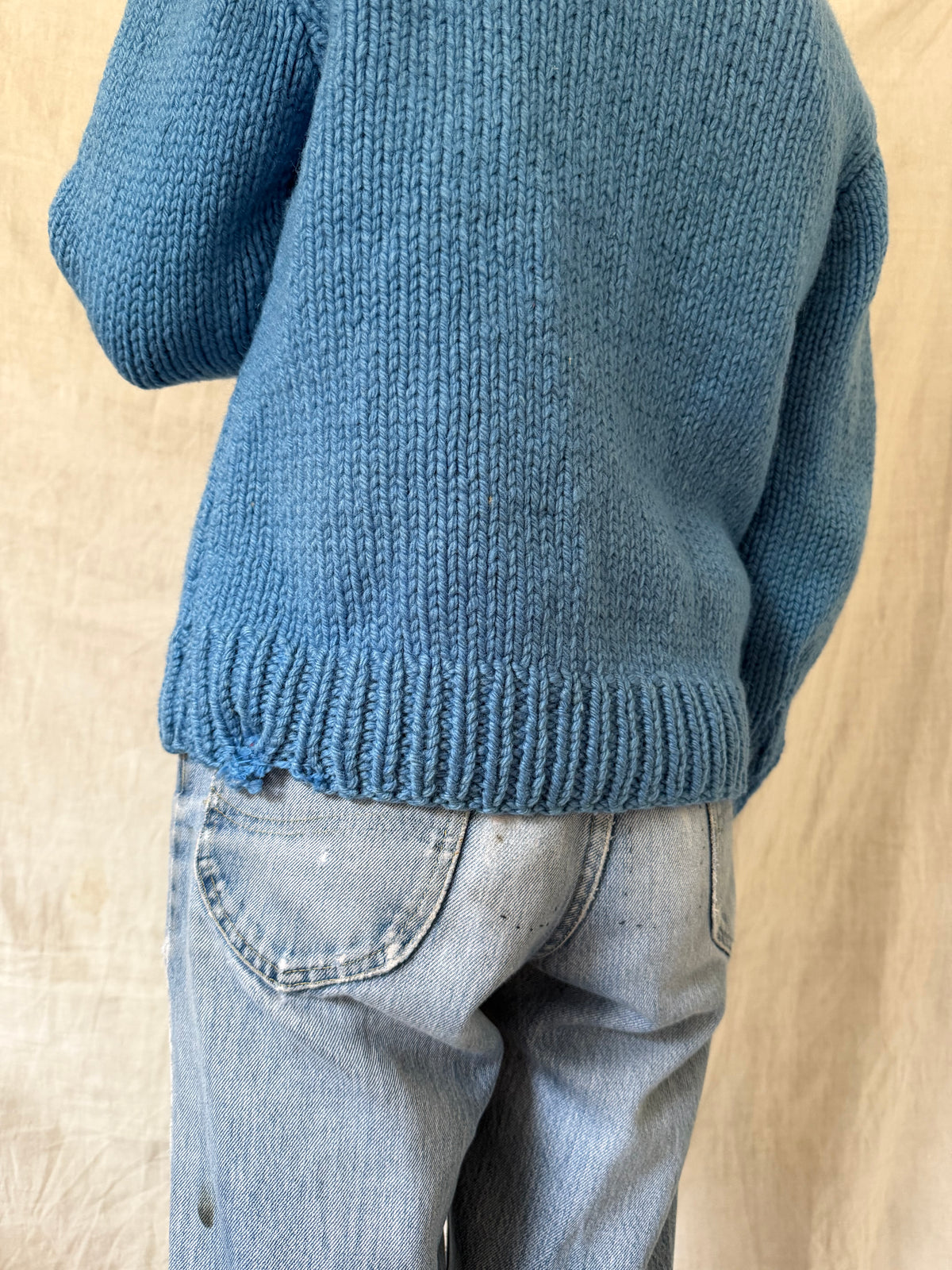 Mended Sky Blue Zip Up Cowichan Sweater
