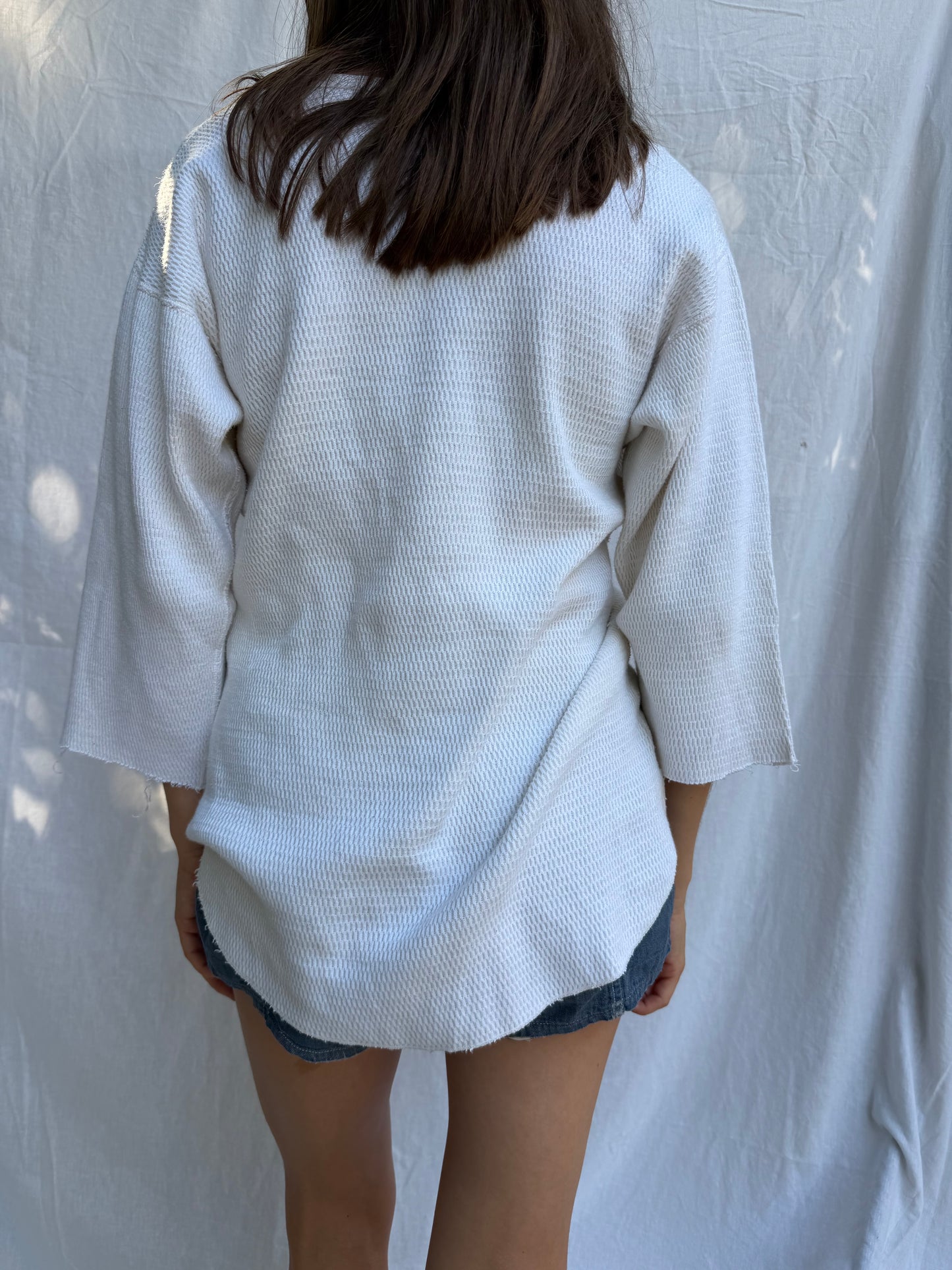 White Cropped Sleeve Thermal