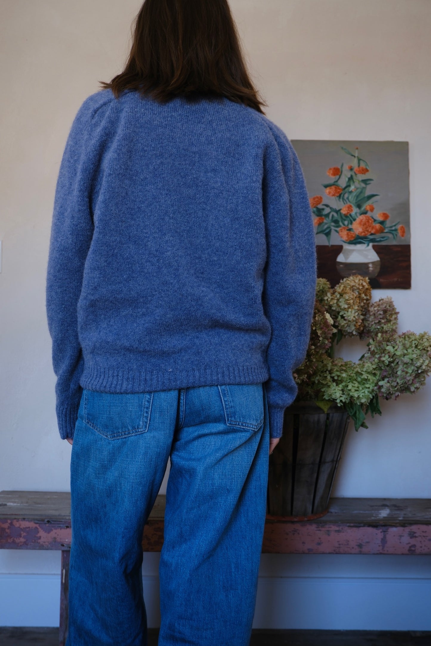 Sky Blue Wool V-Neck Sweater