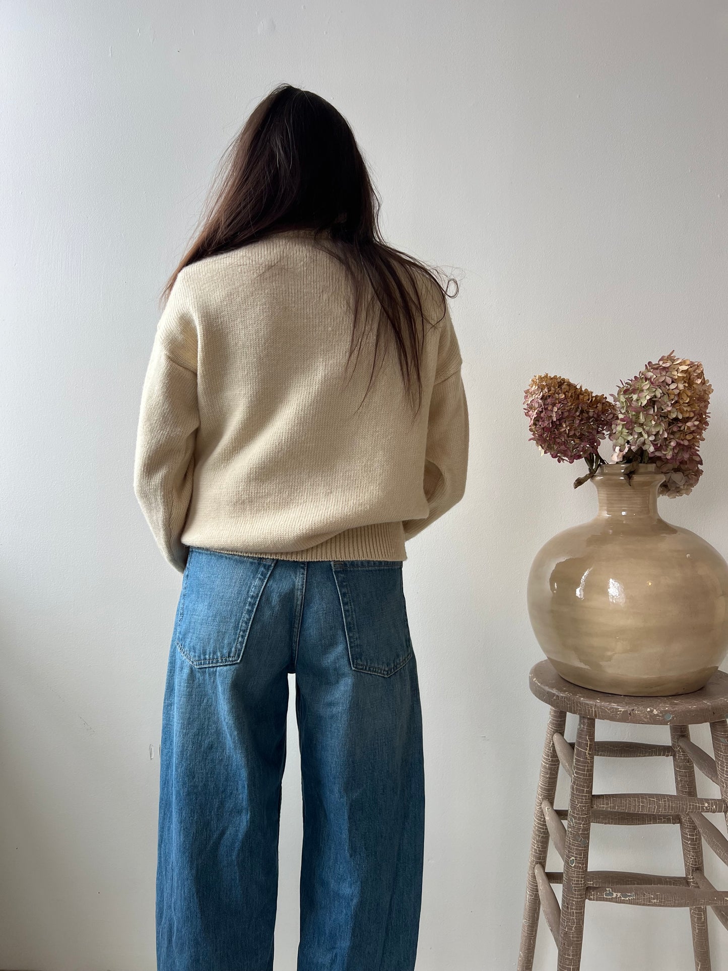 Cream Ribbed Turtleneck