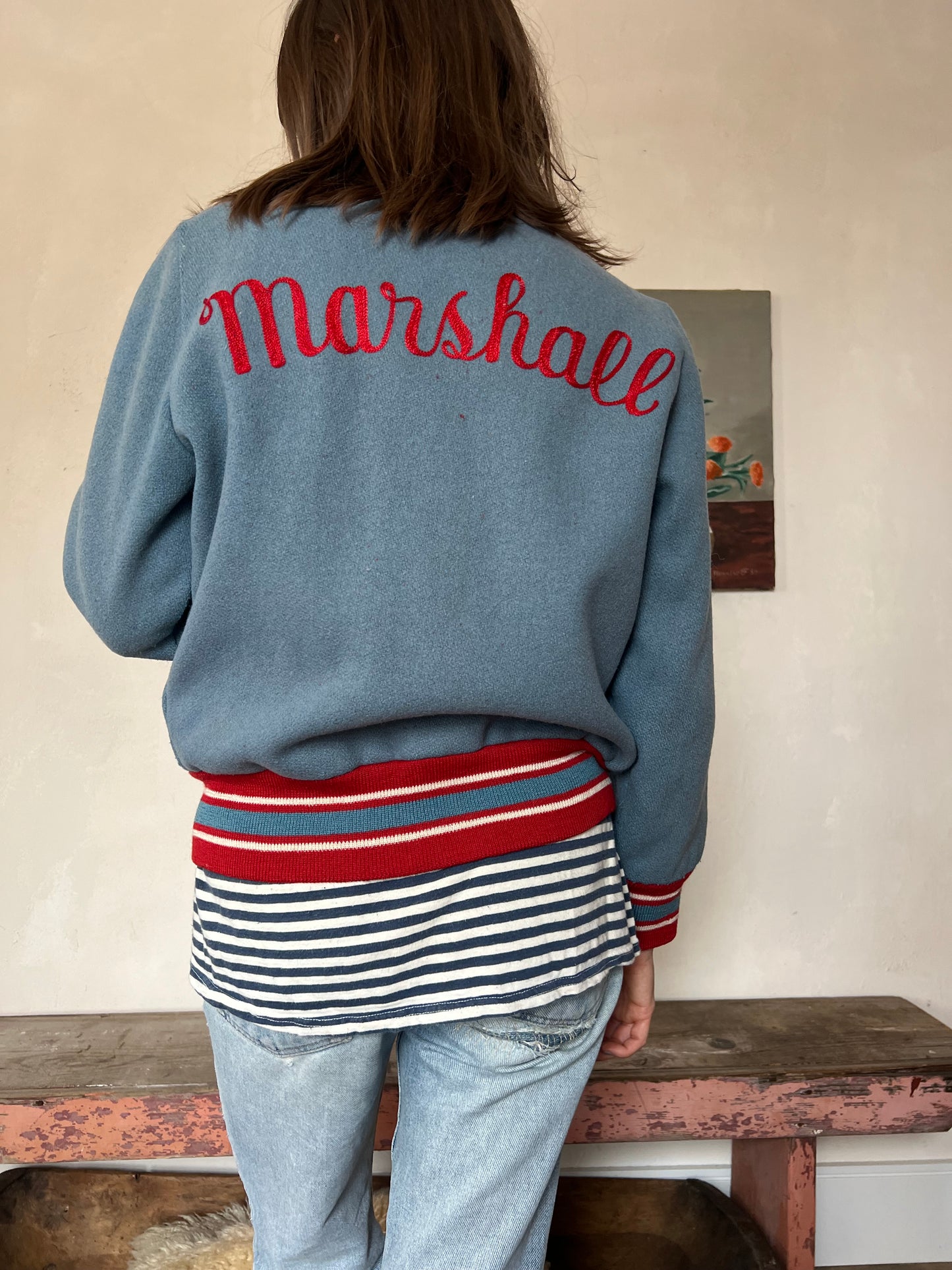 Blue and Red “Tracy “ Varsity Jacket