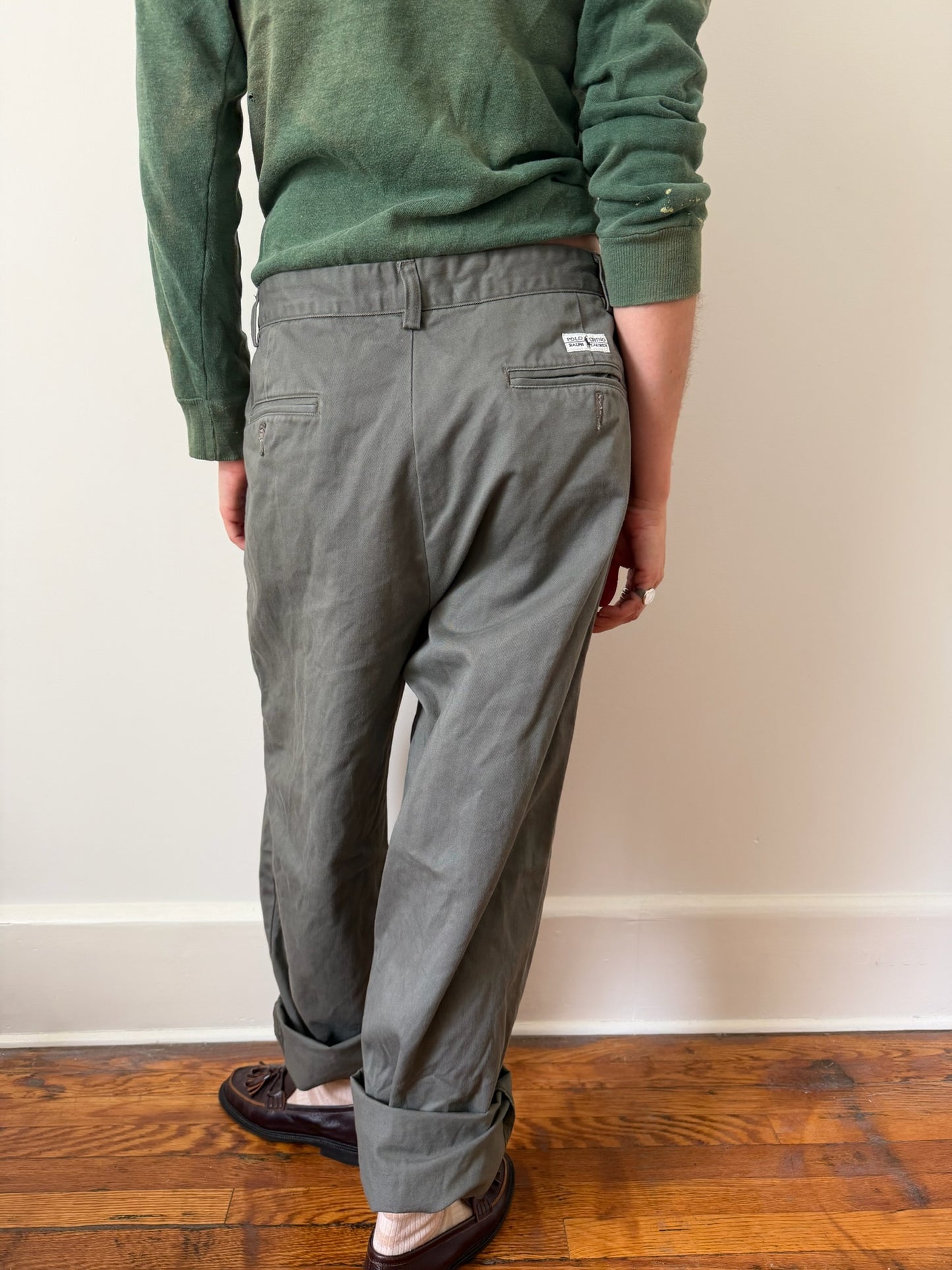 Mens Ralph Lauren Olive Green Cotton Trouser