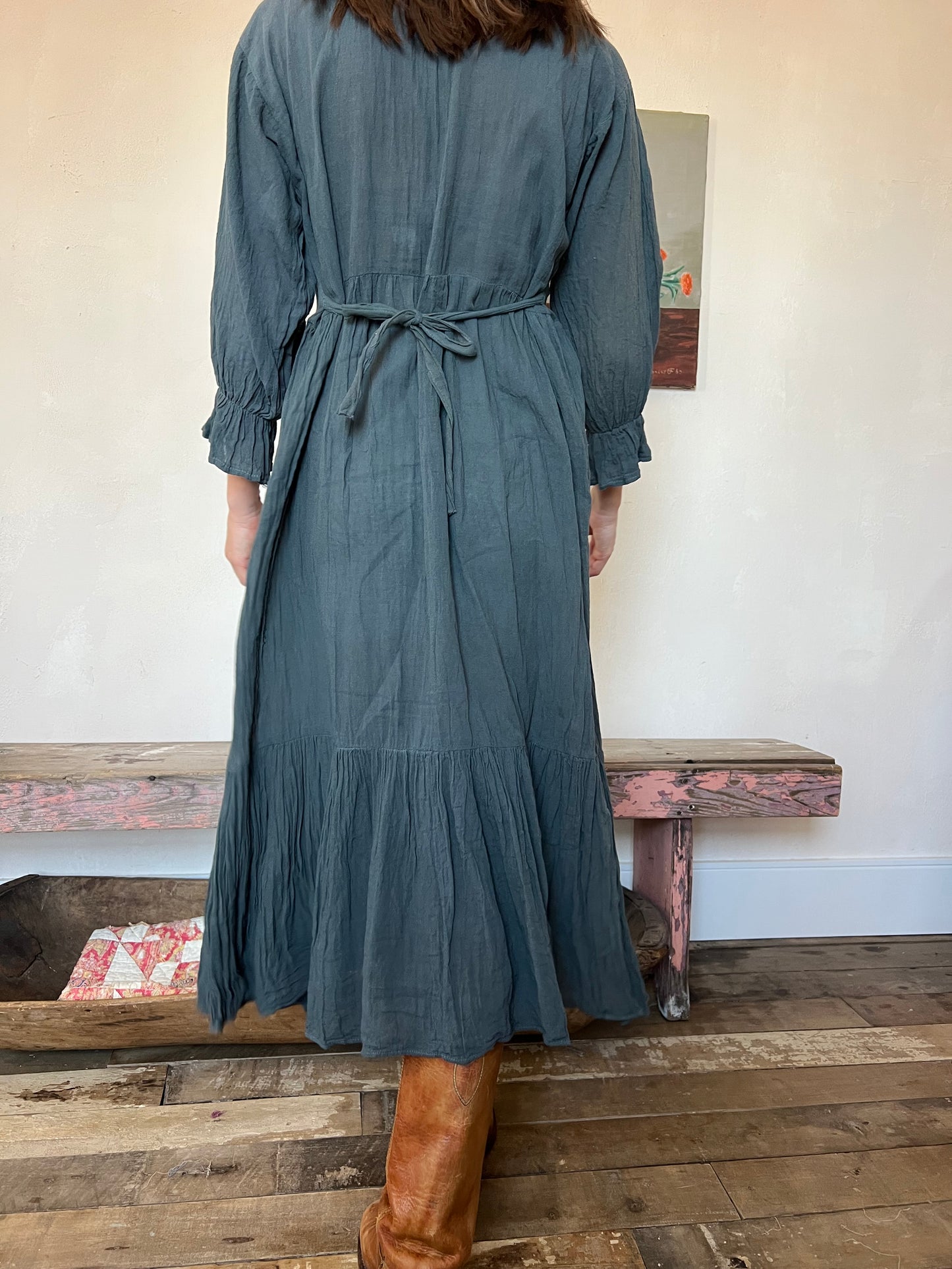 Oaxacan Frilly Dress in Teal