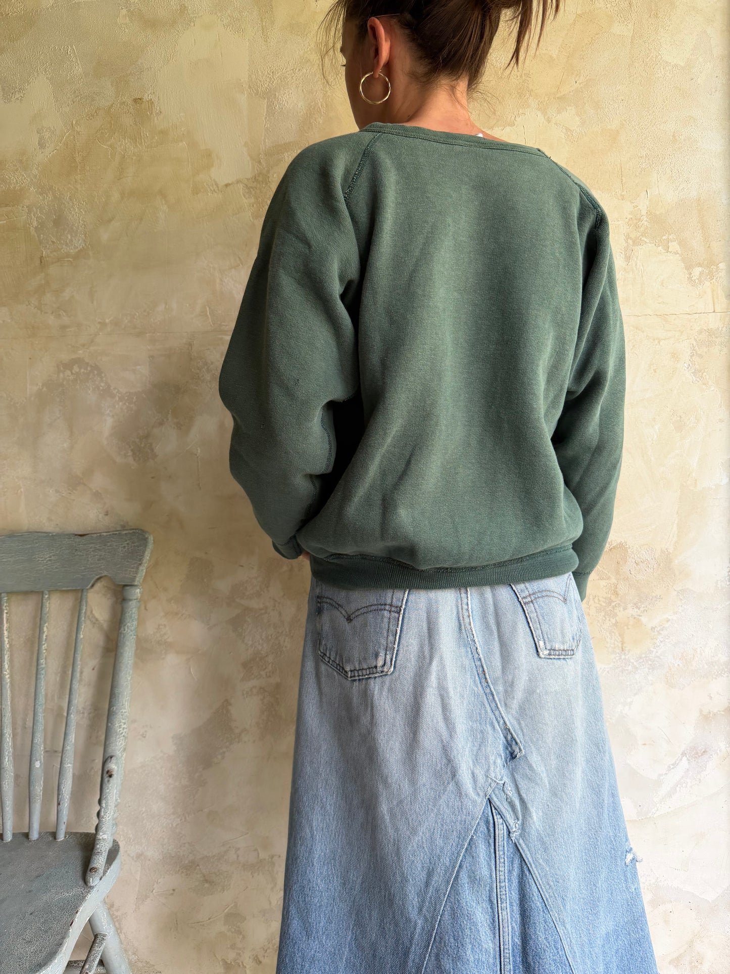 Faded Green Roots Crewneck