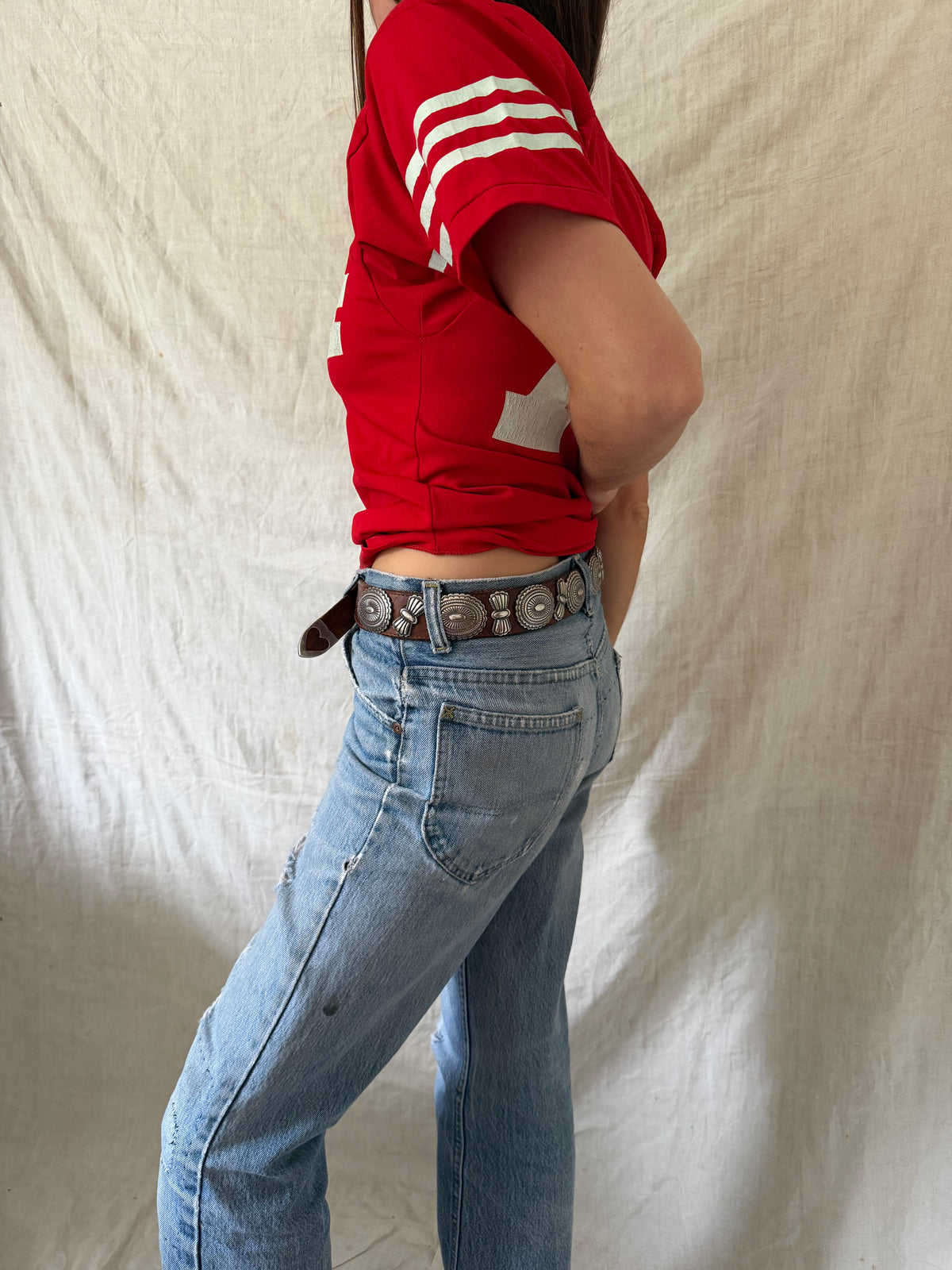 Red '74' Baby Tee Jersey