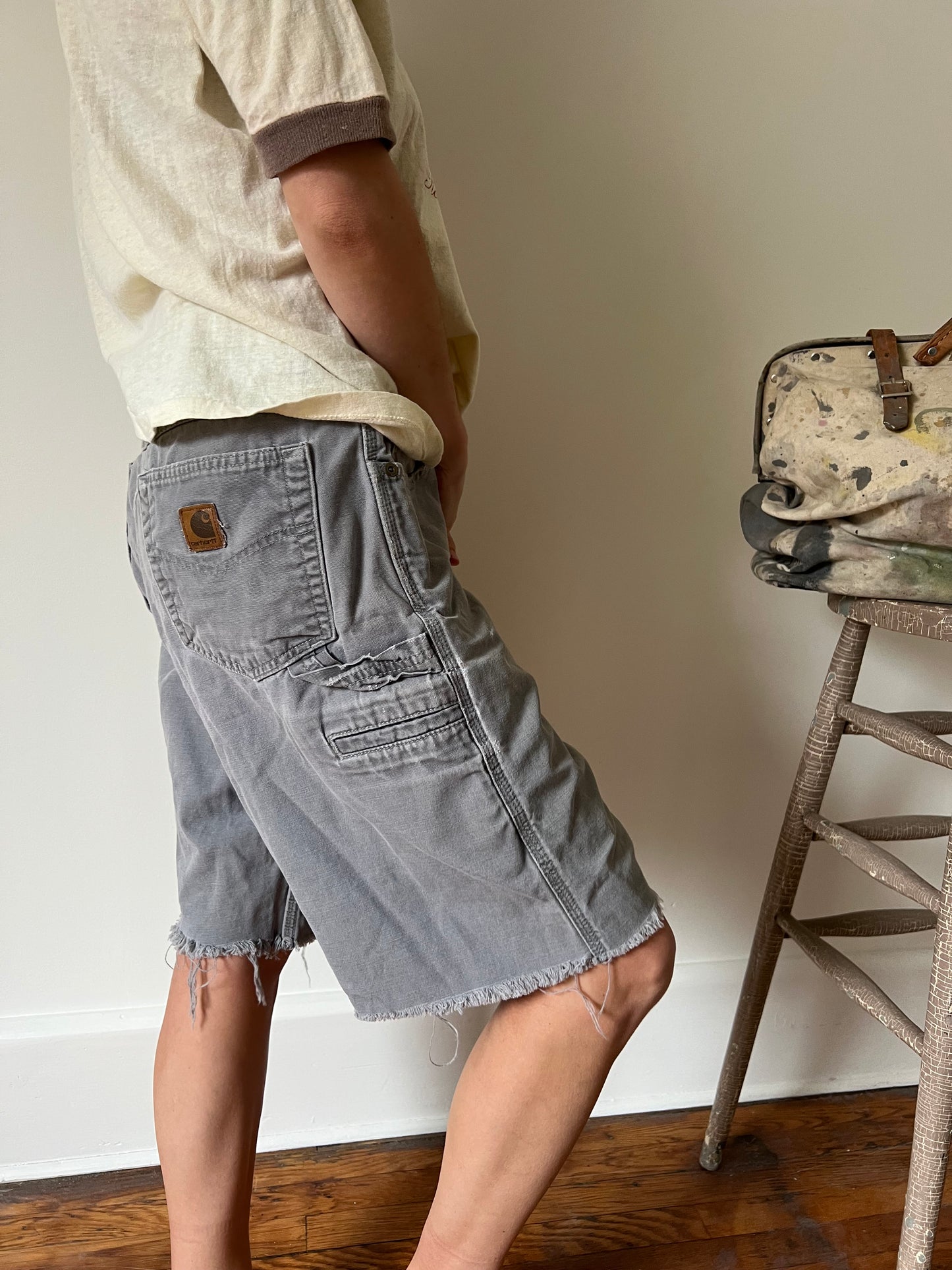 Grey Carhartt Carpenter Cutoffs