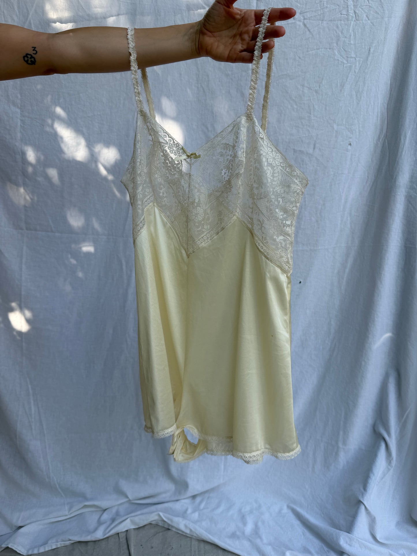 Cream Lace Nylon Teddy