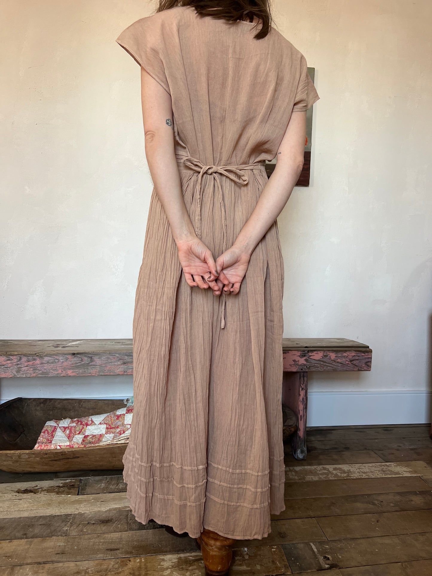 Oaxacan Prairie Dress in Peach