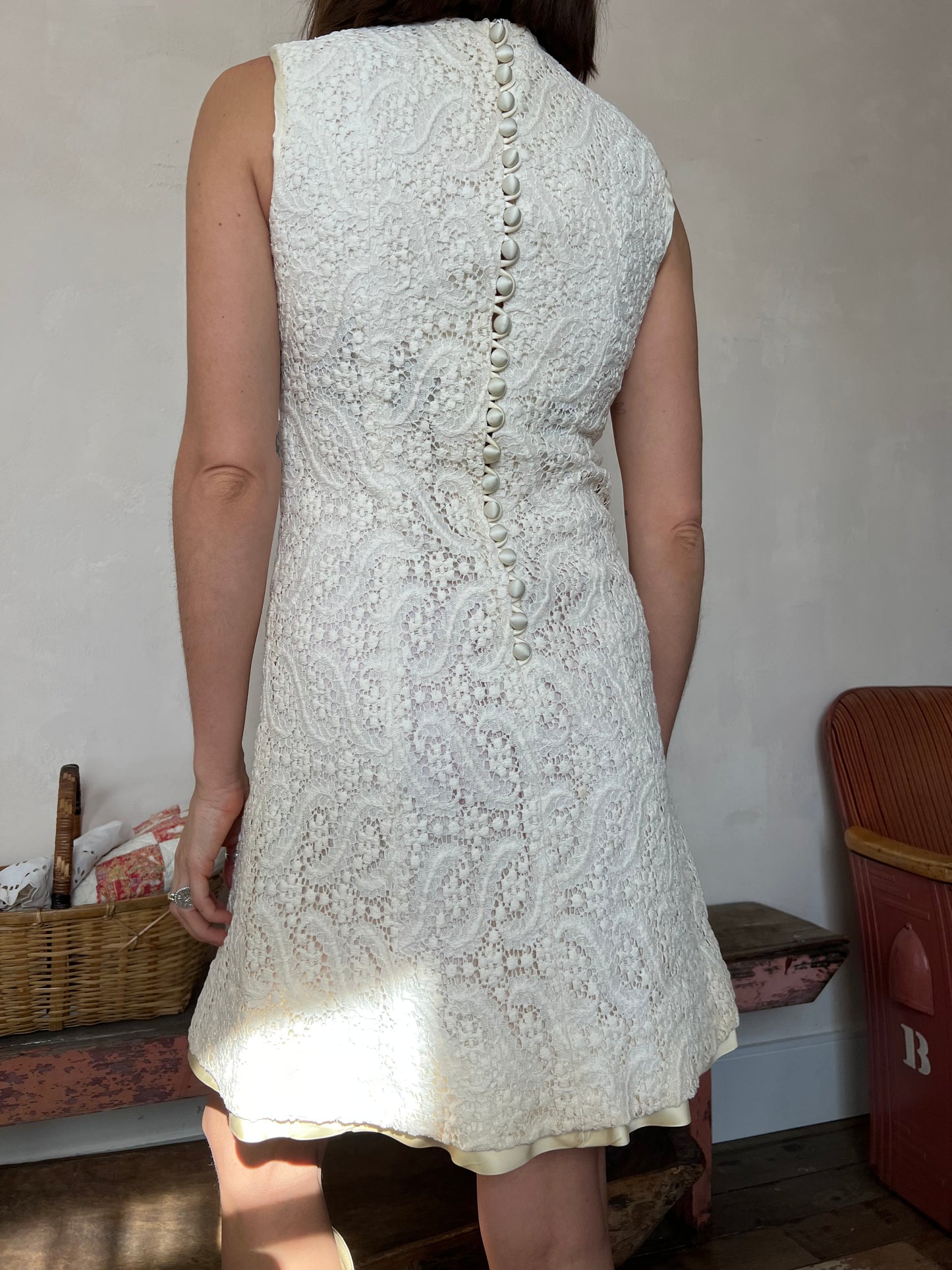 Thick Ivory Lace Mini Dress