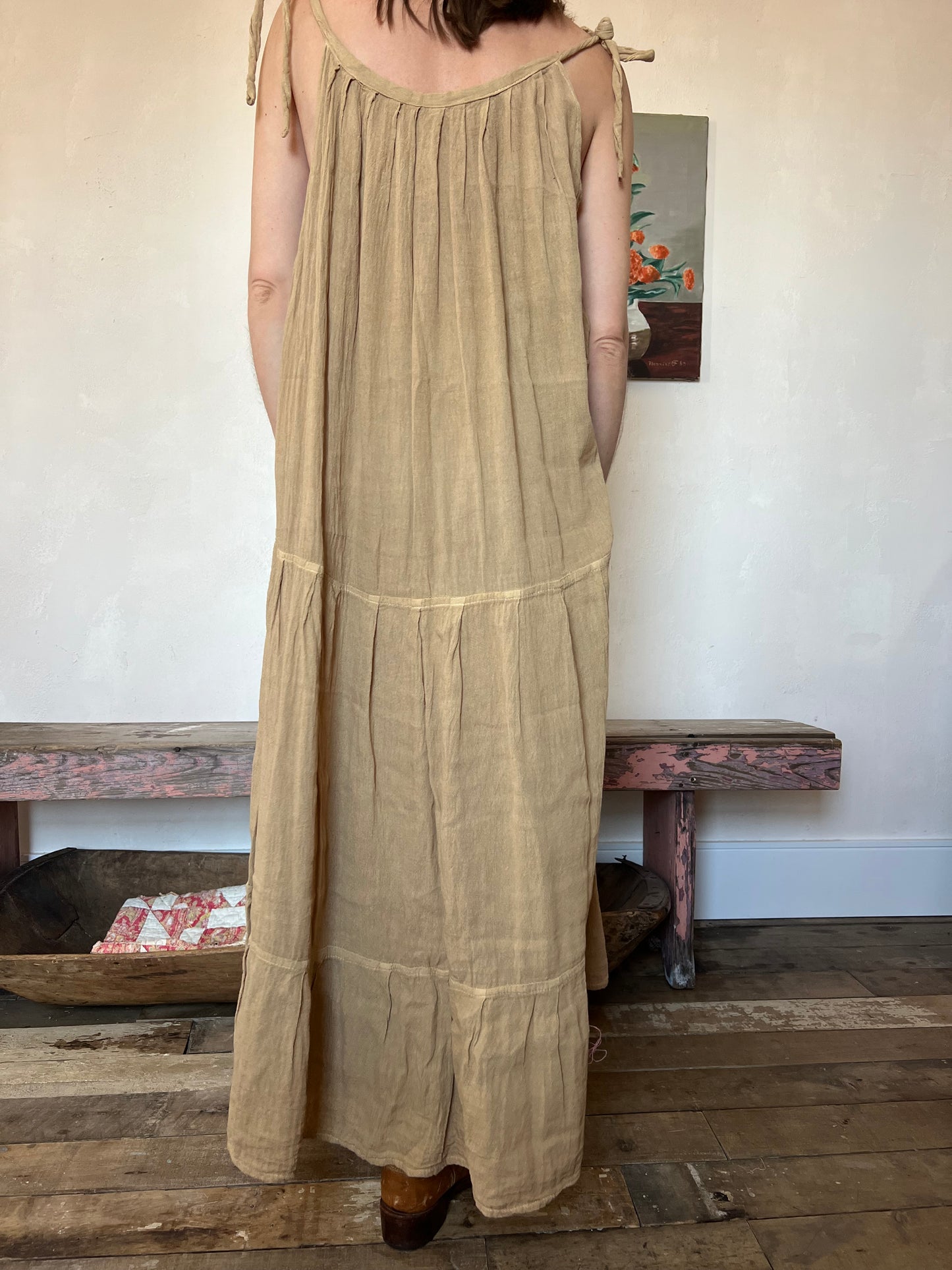 Oaxacan Tank Dress in Wheat