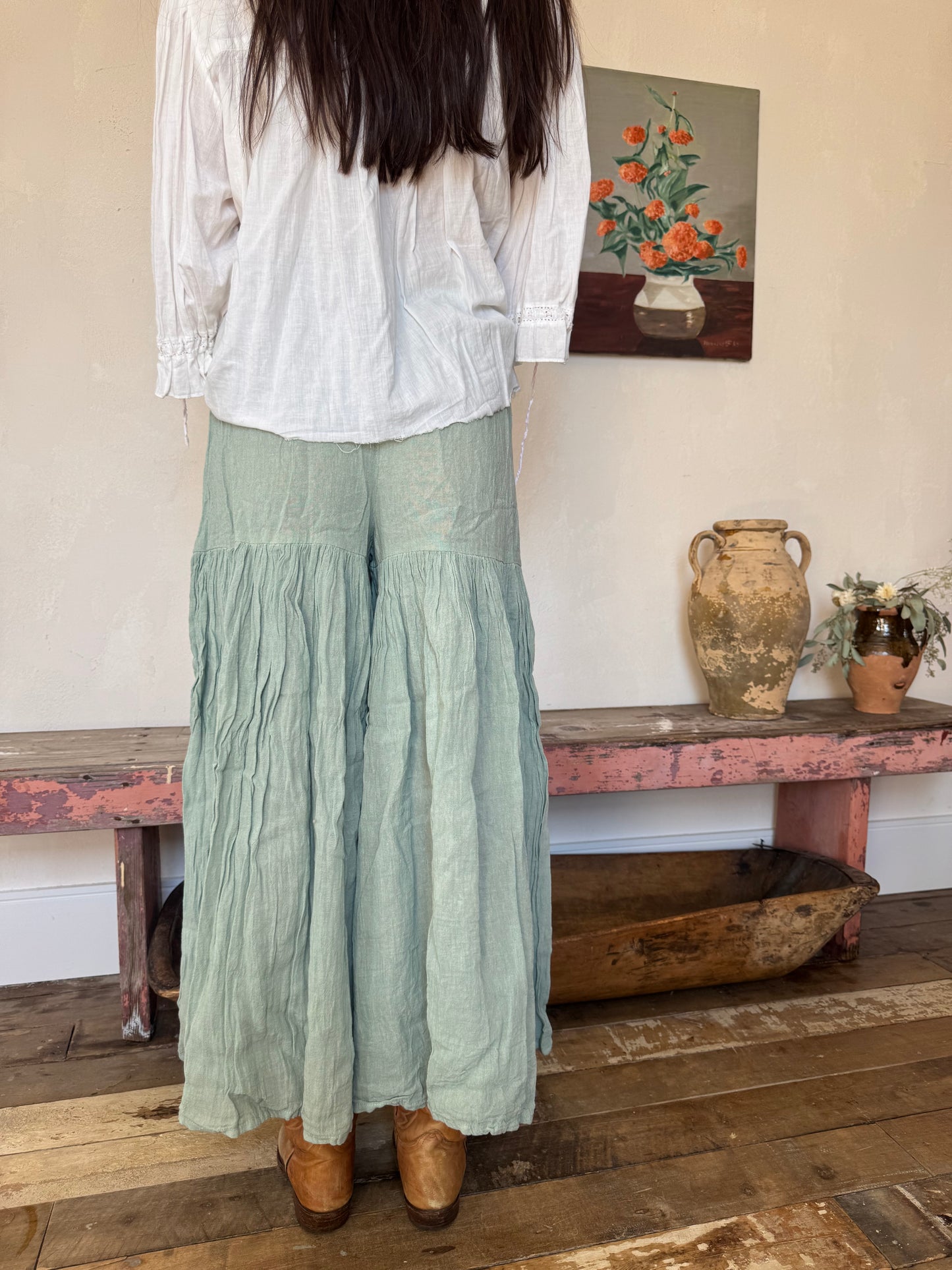 Oaxacan Single Tier Sea Foam Flare Pant