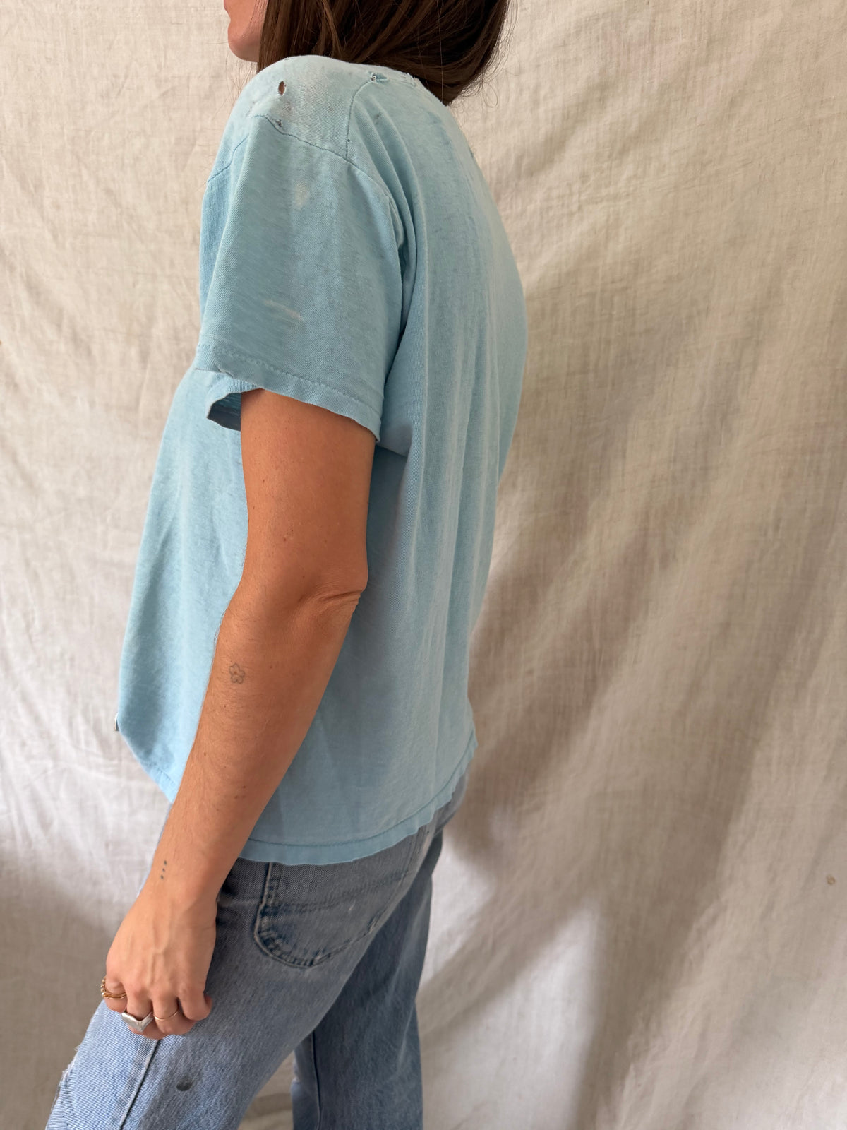 Sun bleached and Faded Baby Blue Tee