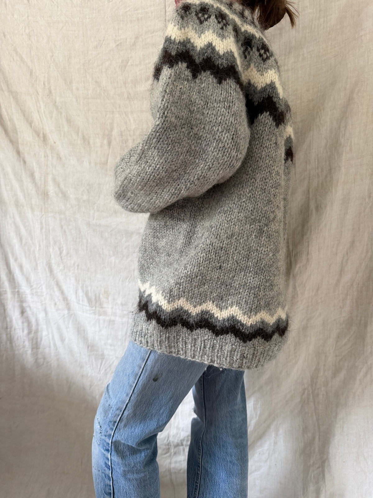 Brown and Grey Icelandic Wool Sweater