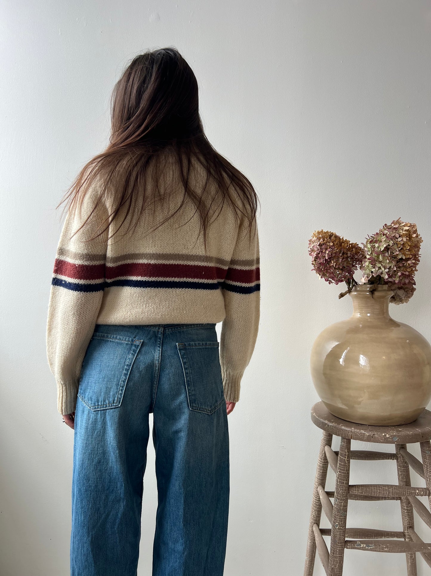 Cream Striped Sweater