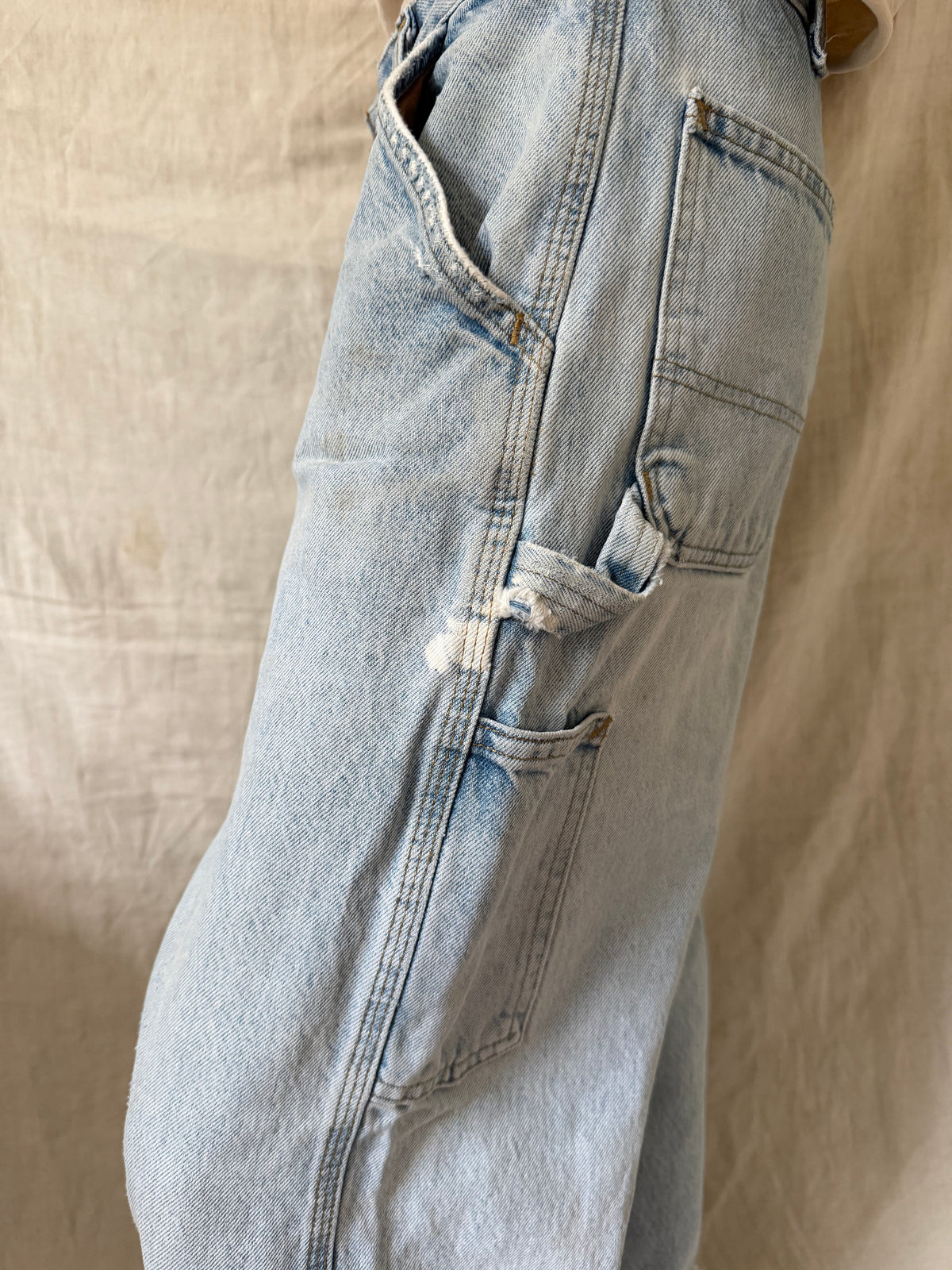 Light-wash Distressed Carhartt Denim