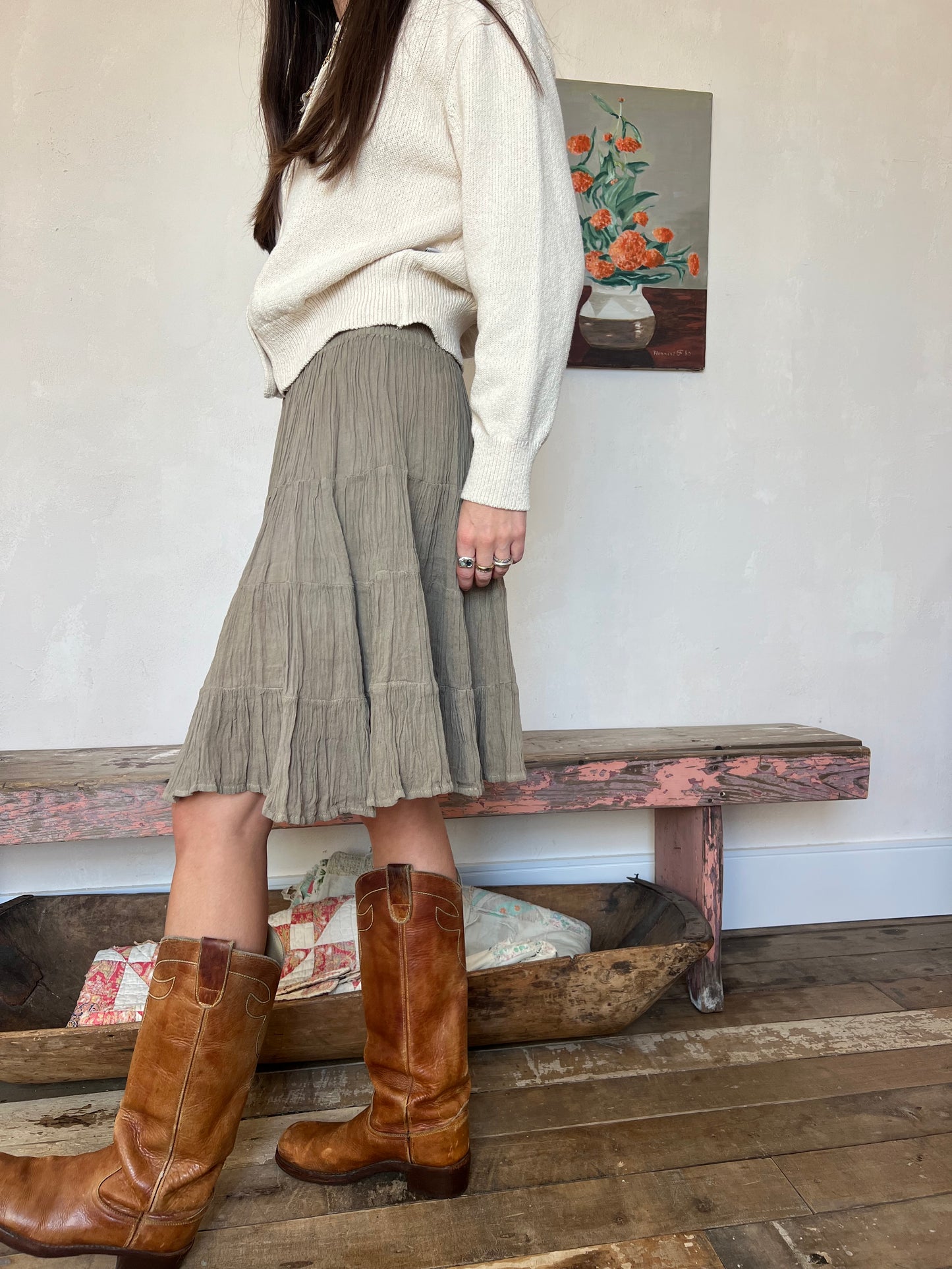 Oaxacan Sage Short Cotton Skirt