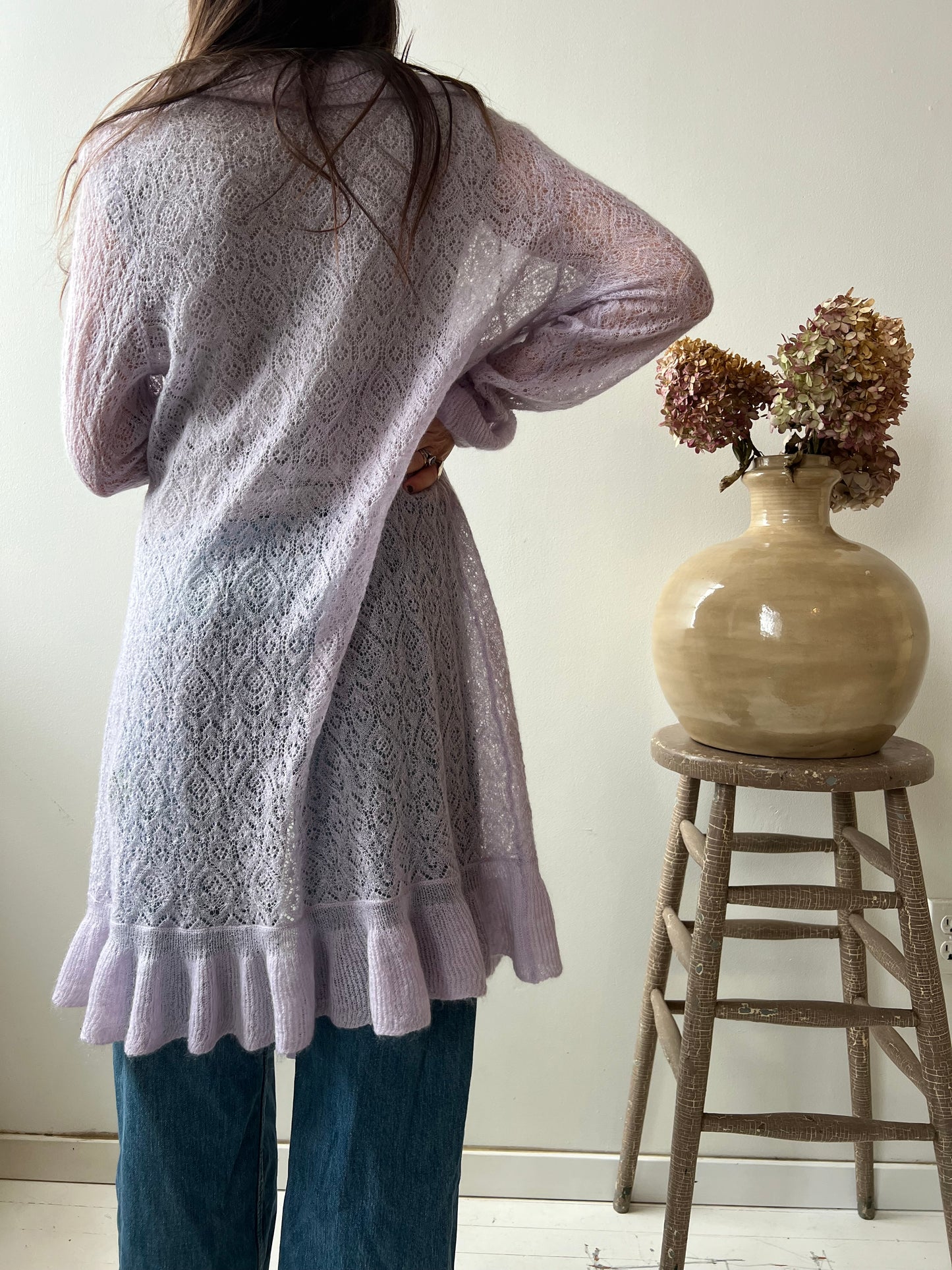 Lavender Ruffled Mohair Cardigan