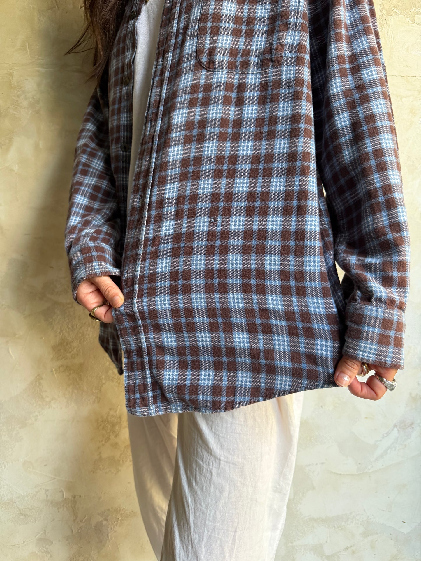 Baby Blue + Brown Flannel