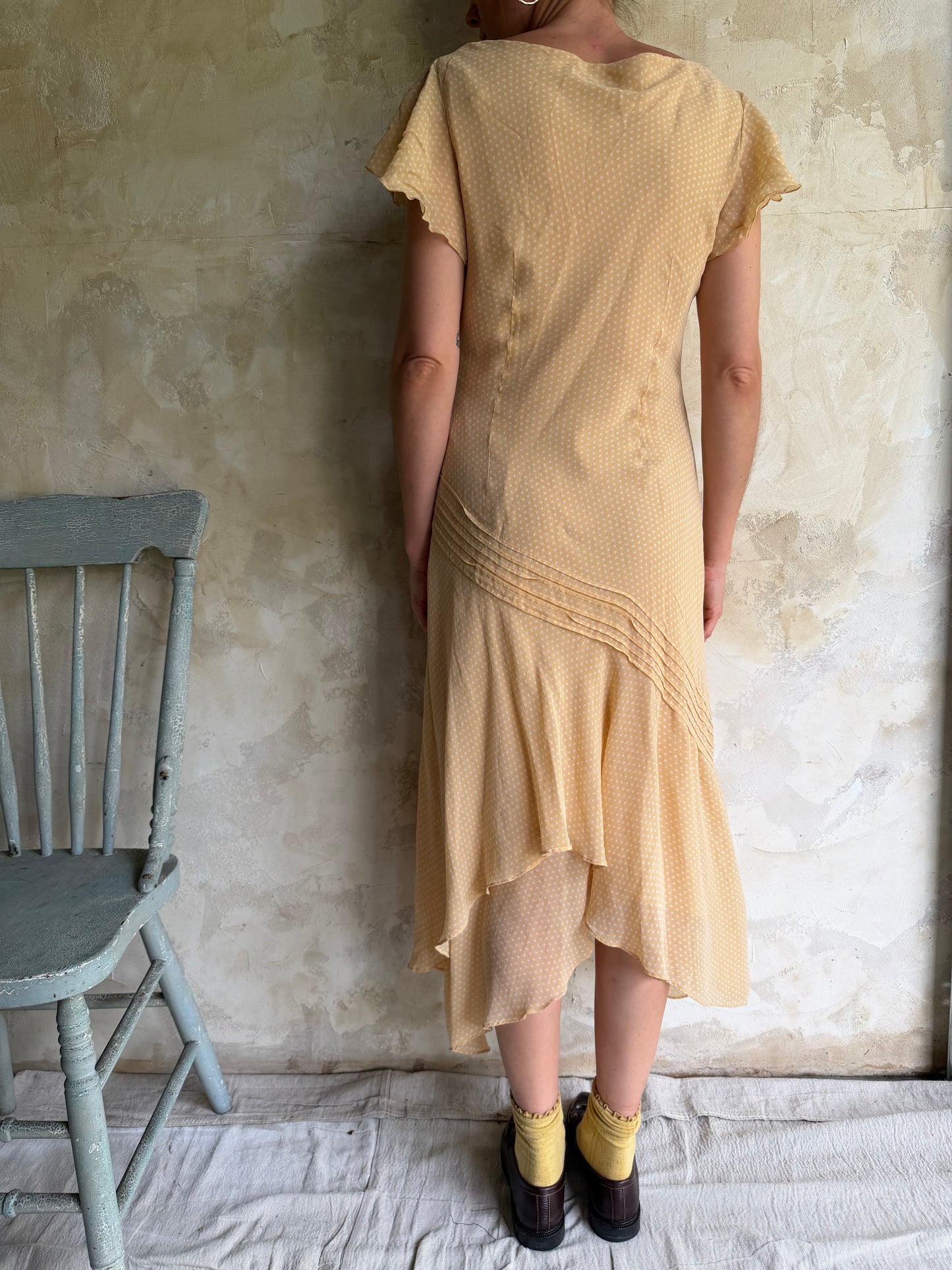 Peach Polka Dot Silk Dress