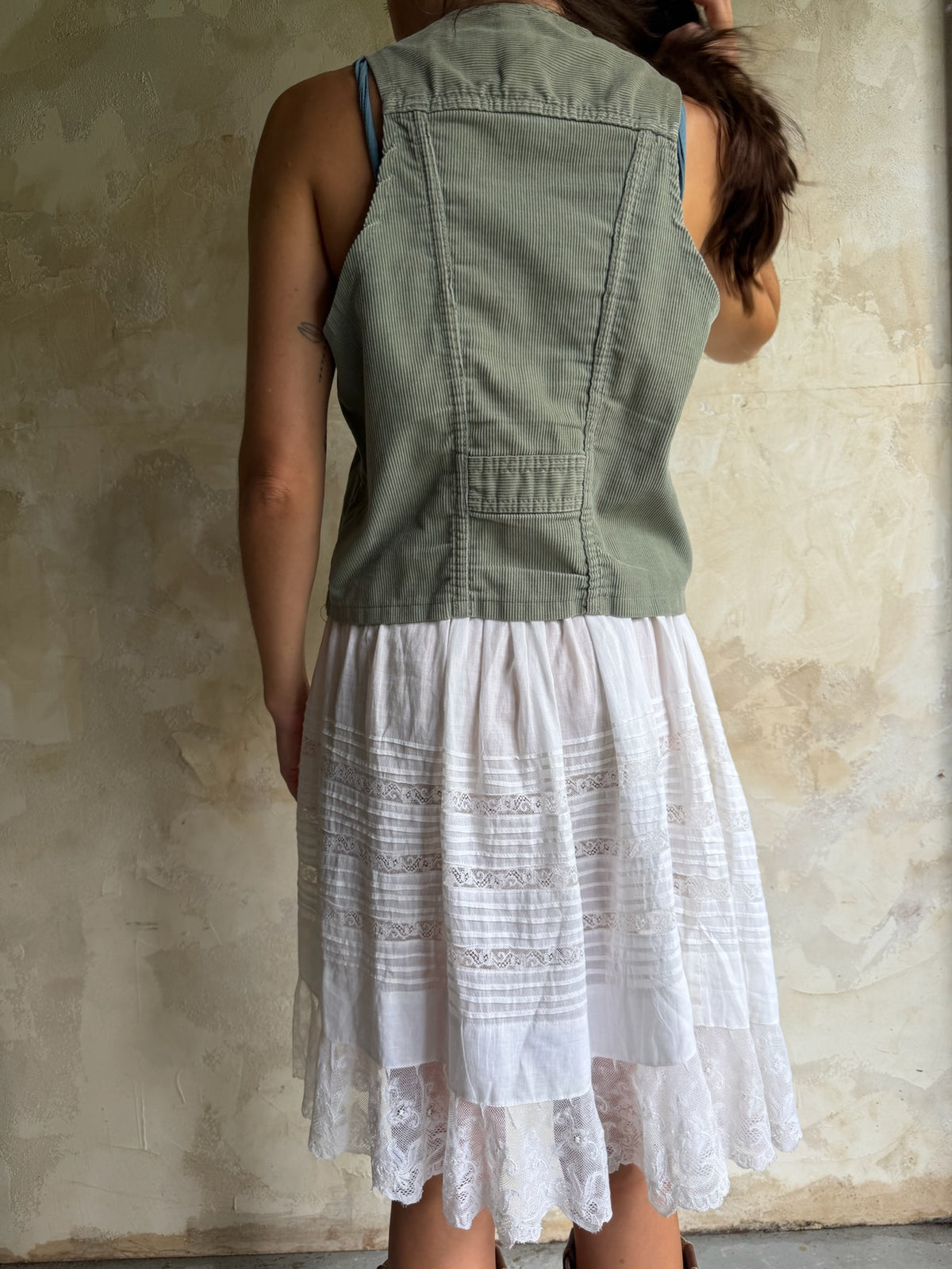 GWG Seafoam Grey Corduroy Vest