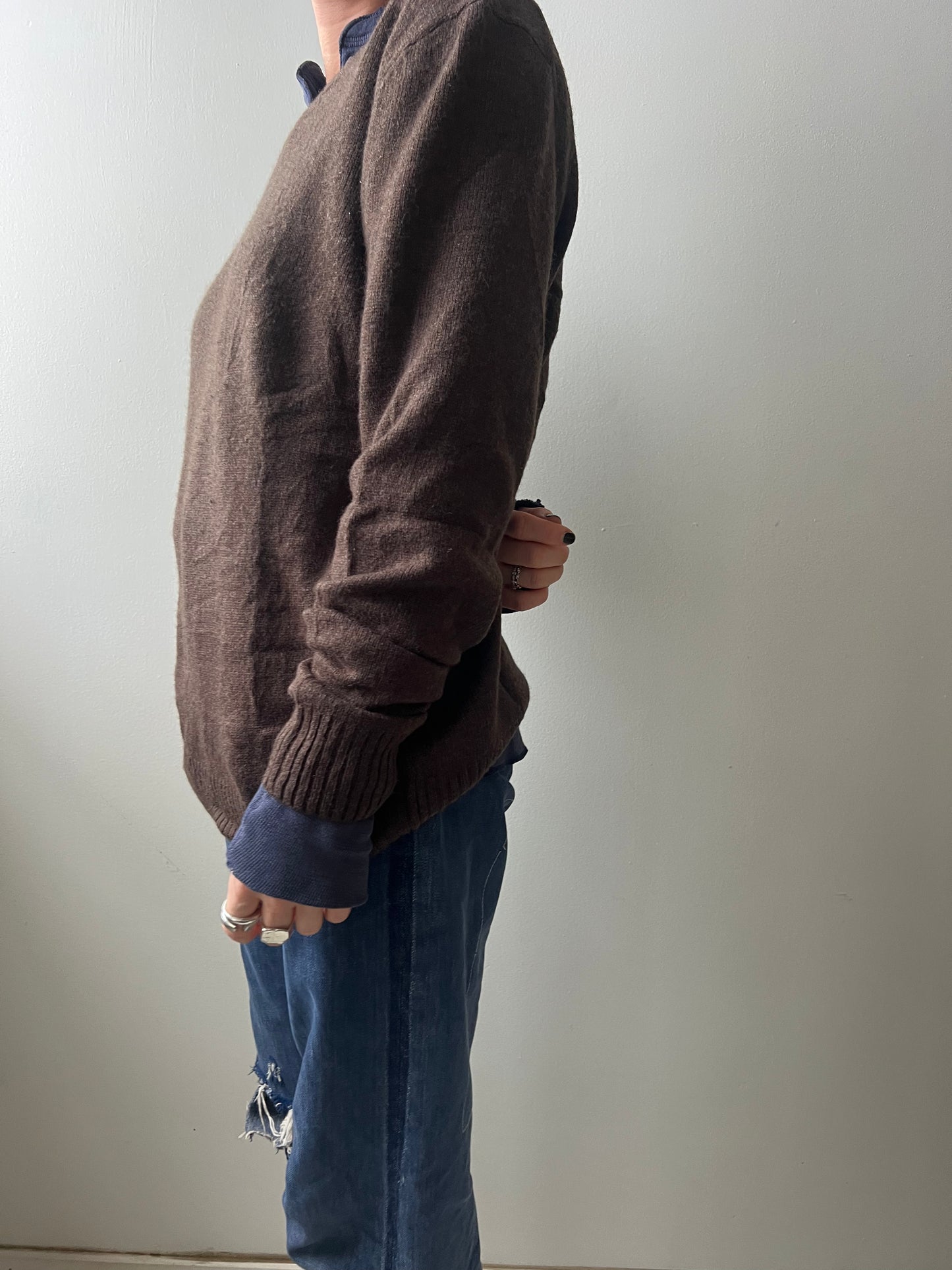 Chocolate Brown Lambswool V-Neck