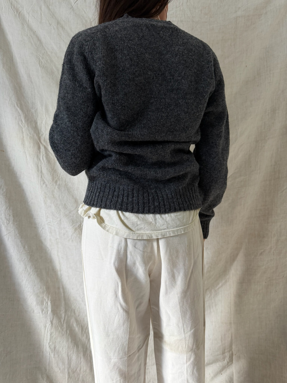 Charcoal Wool V-Neck Sweater