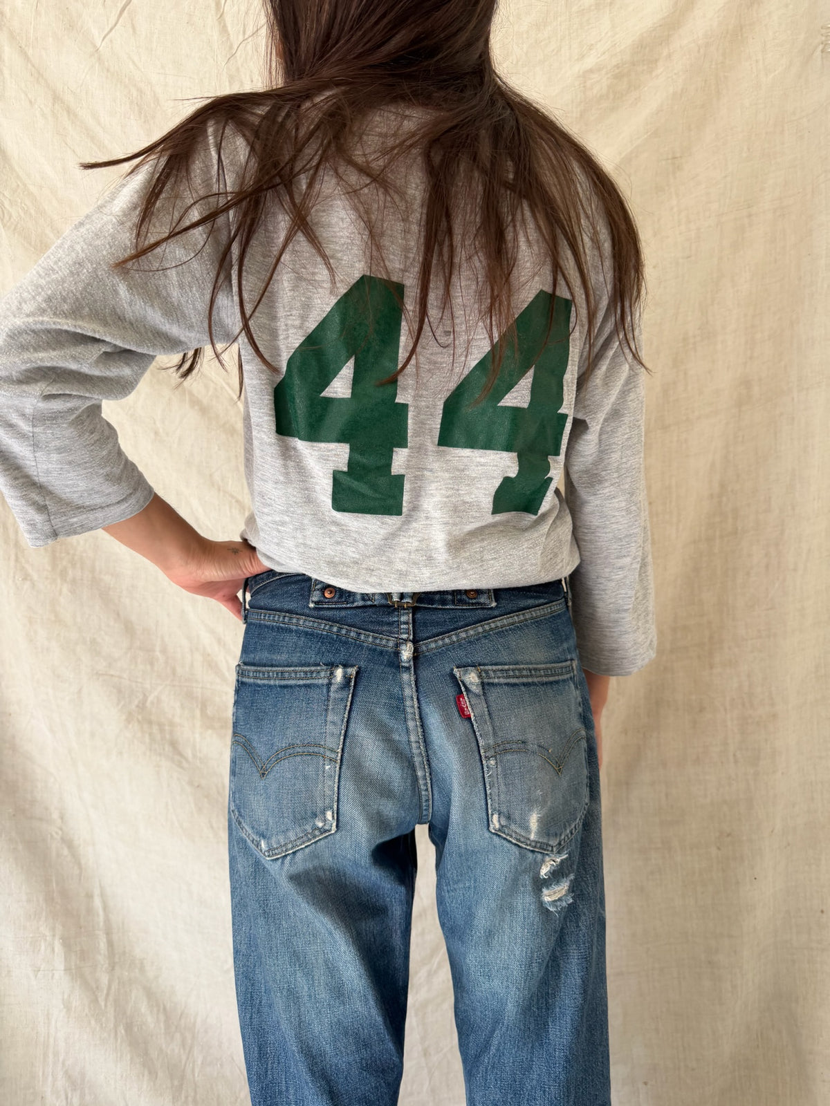 Thin Grey + Green Baseball 3/4 Length Sleeve