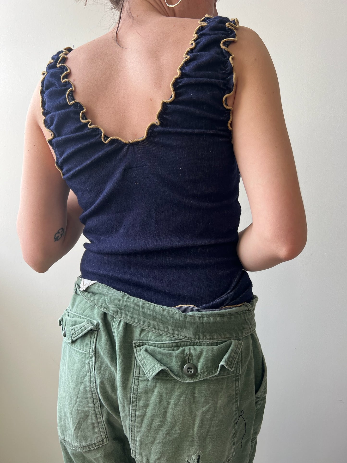 Faux Denim Stretchy Y2K Tank