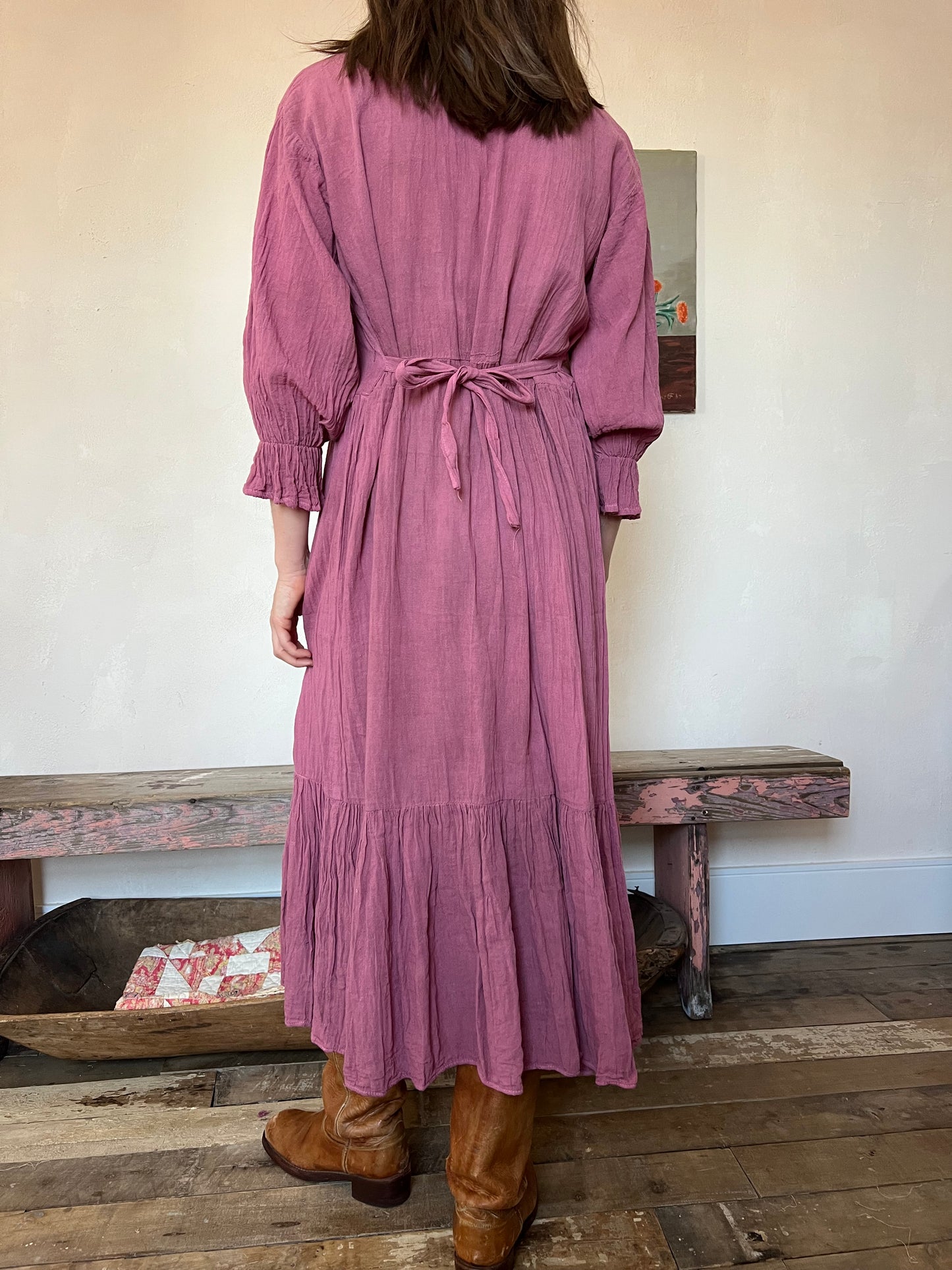 Oaxacan Frilly Dress in Berry