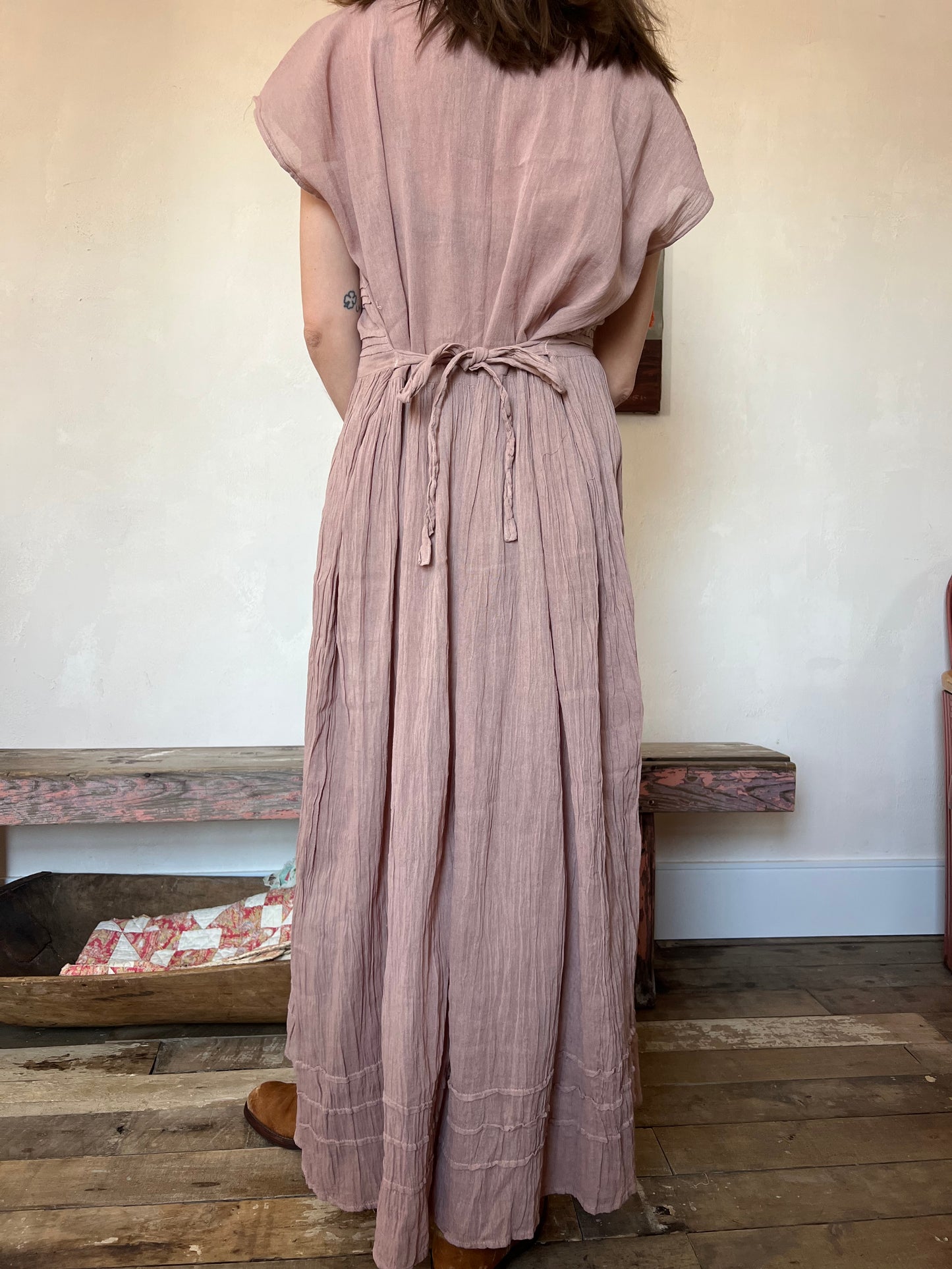 Oaxacan Prairie Dress in Dusty Rose