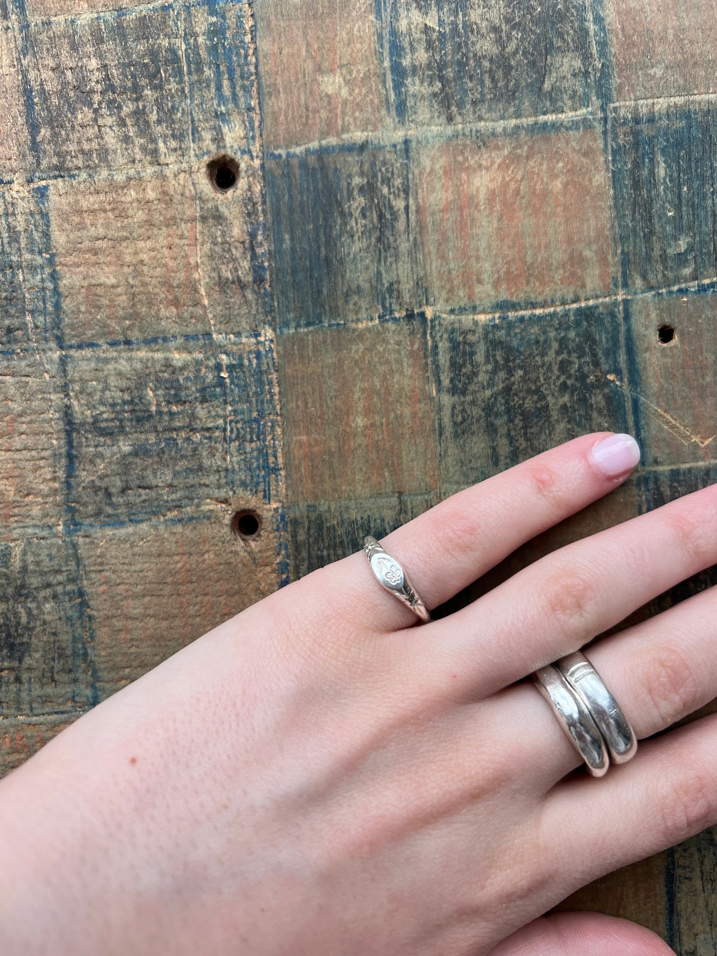 Tiny Signet Ring Engraved With Flowers by Rosalind Studio