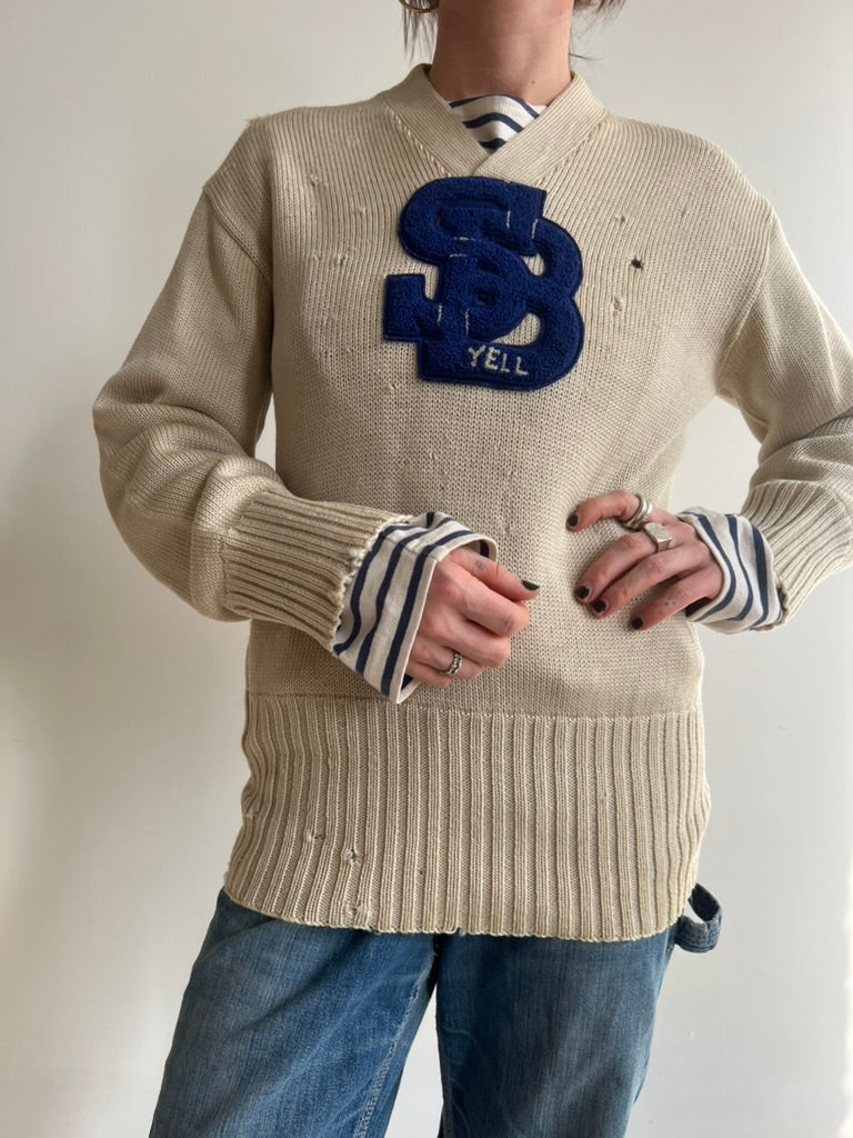Suuuper Distressed Wool Varsity Sweater